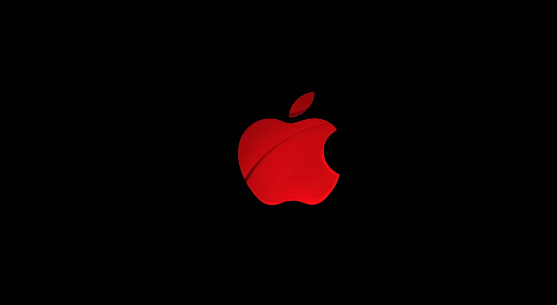 Logo Apple màu đỏ phát sáng trên nền đen sang trọng Hình nền