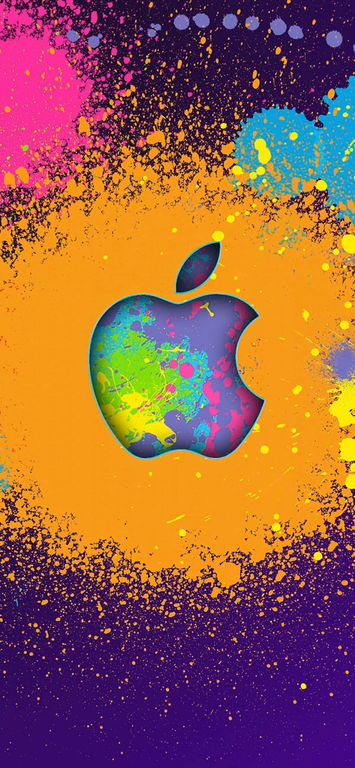 Logo Apple Vẽ Bắn Màu iPhone XS Hình nền