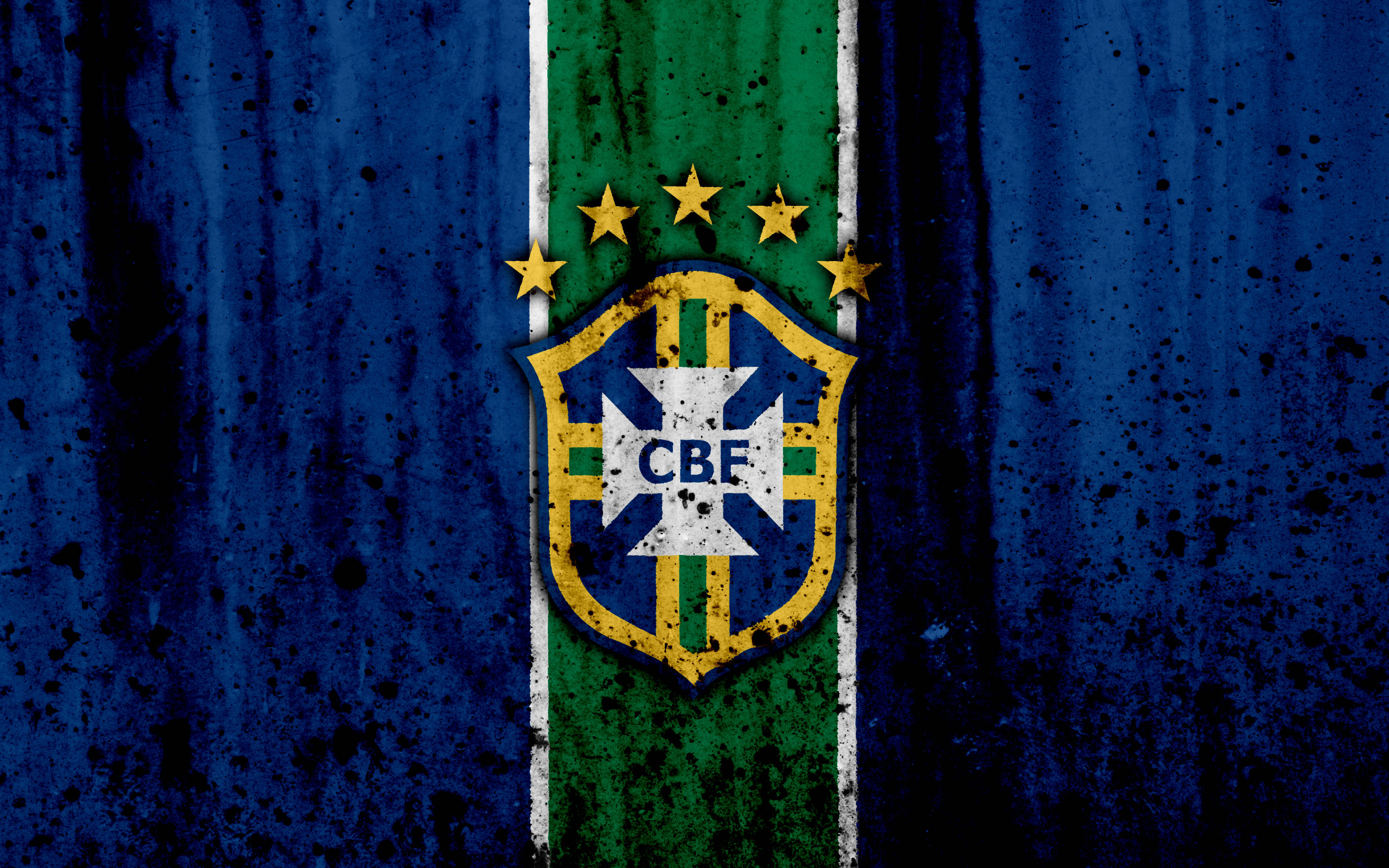 Logo đội tuyển bóng đá quốc gia Brazil trên nền xanh bẩn Hình nền