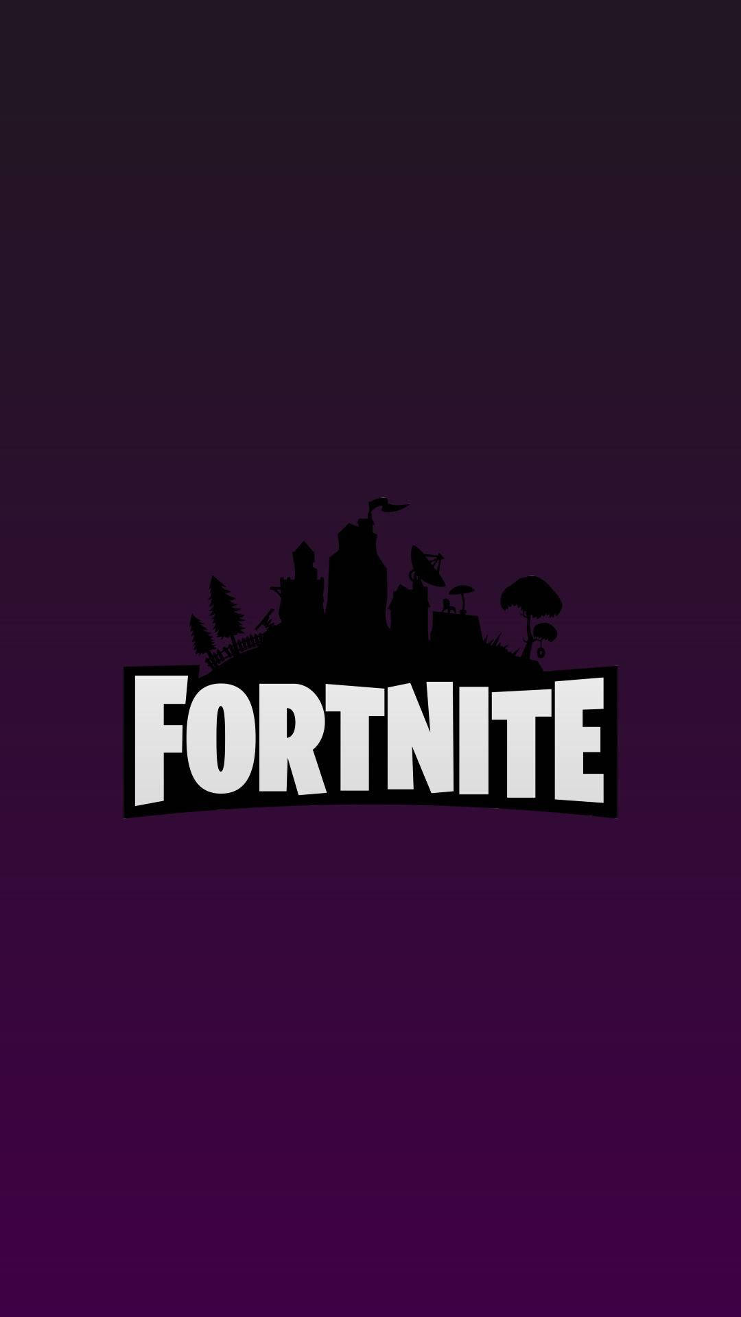 Hình nền logo Fortnite trên nền tím.