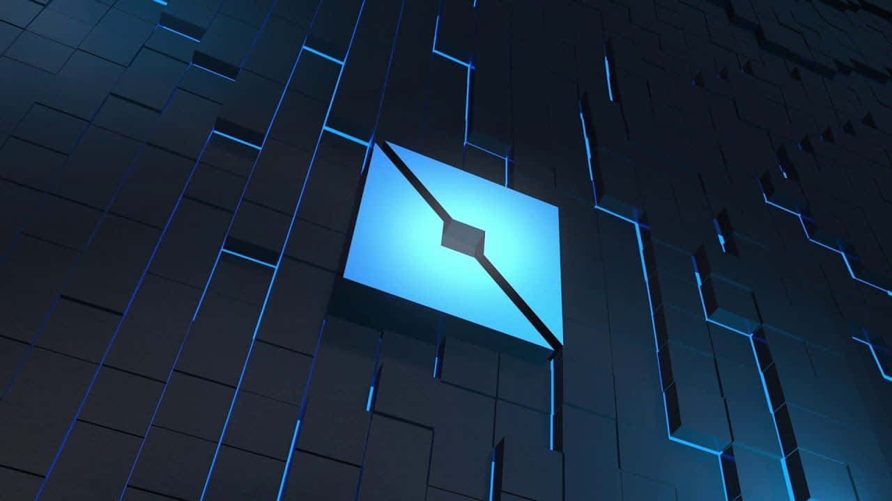 Logo Hình Vuông Roblox 3D Màu Xanh Hình nền