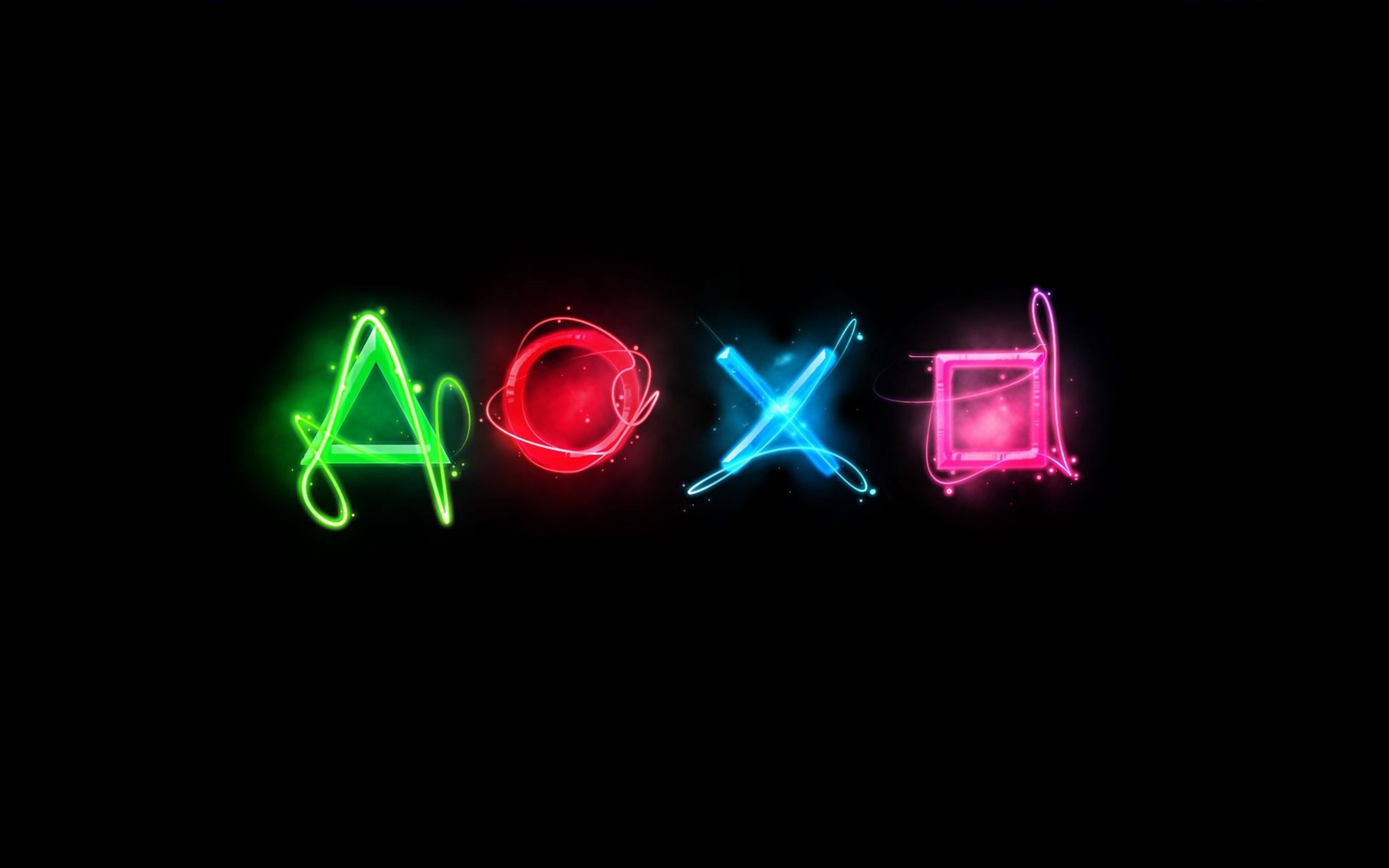 Logo nút hành động với thiết kế neon 4K PS4 Hình nền