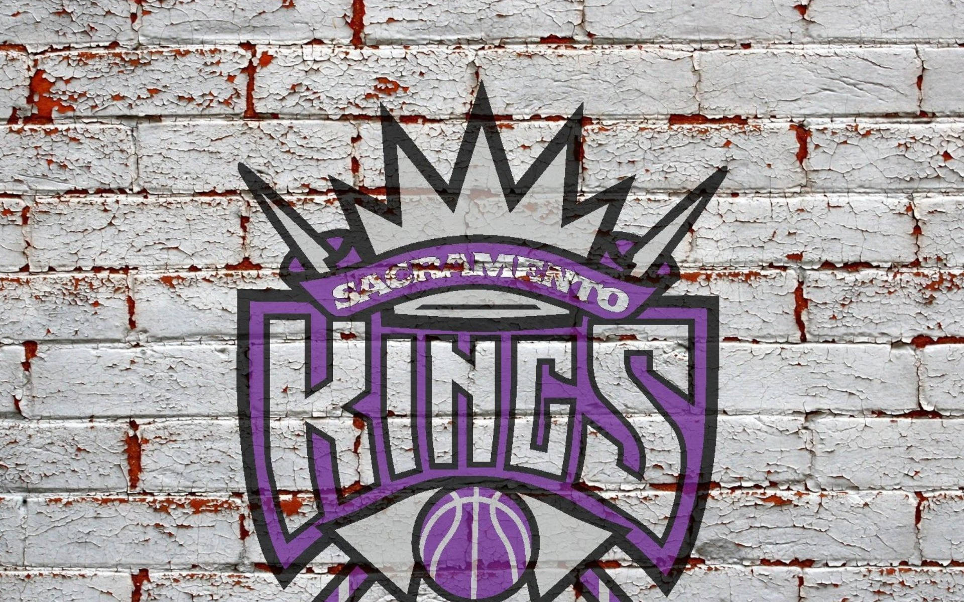 Logo Sacramento Kings Trên Tường Gạch Hình nền