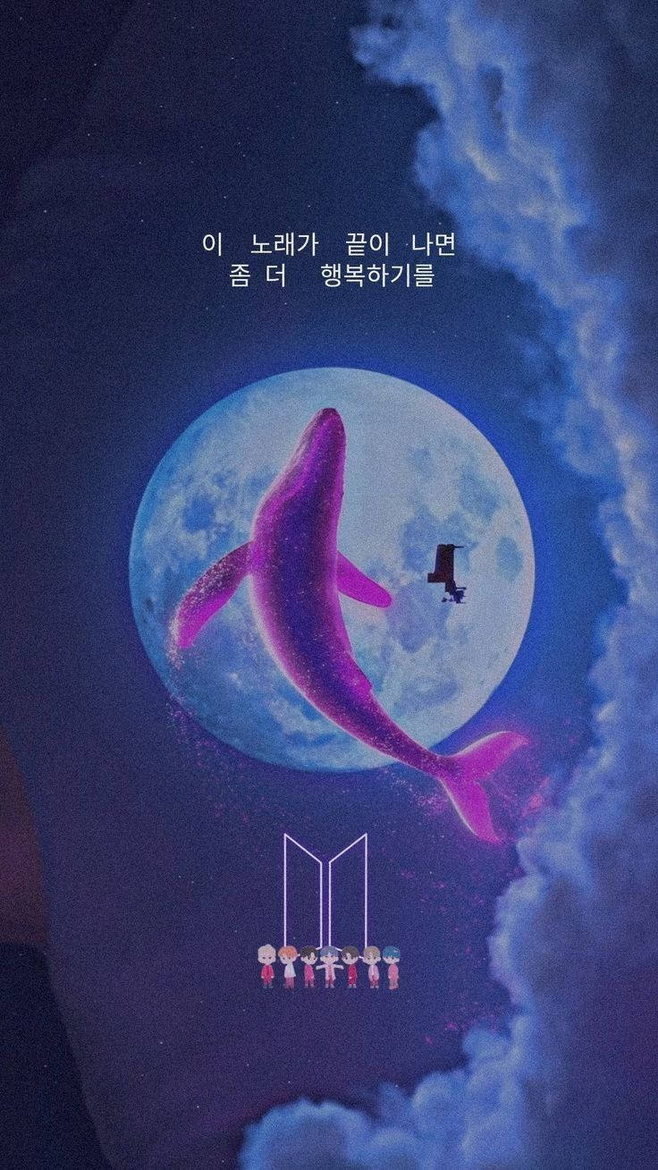 Logo Tiny Tan BTS Trăng Và Cá Voi