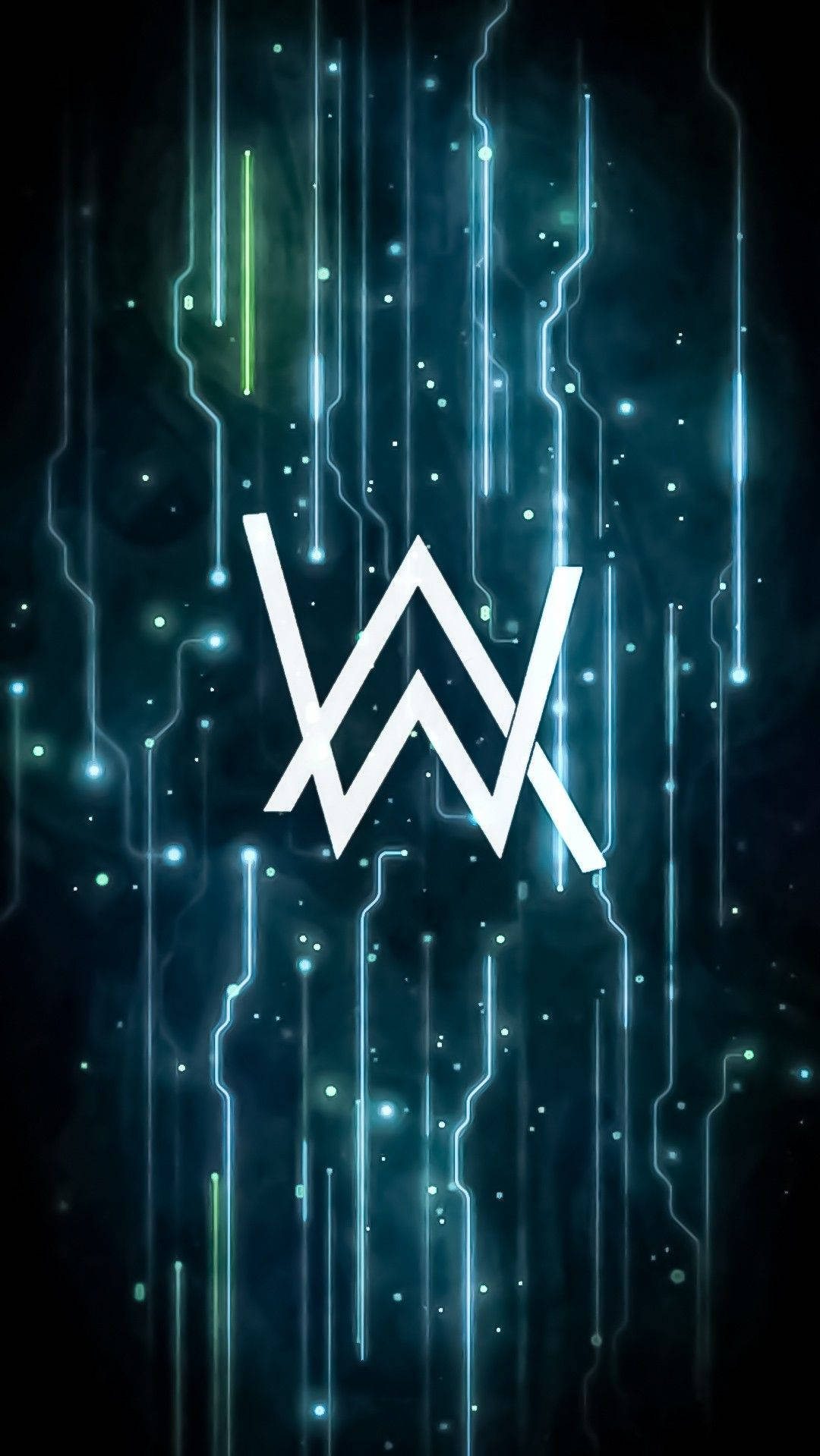 Logo trắng của Alan Walker với nền trừu tượng Hình nền