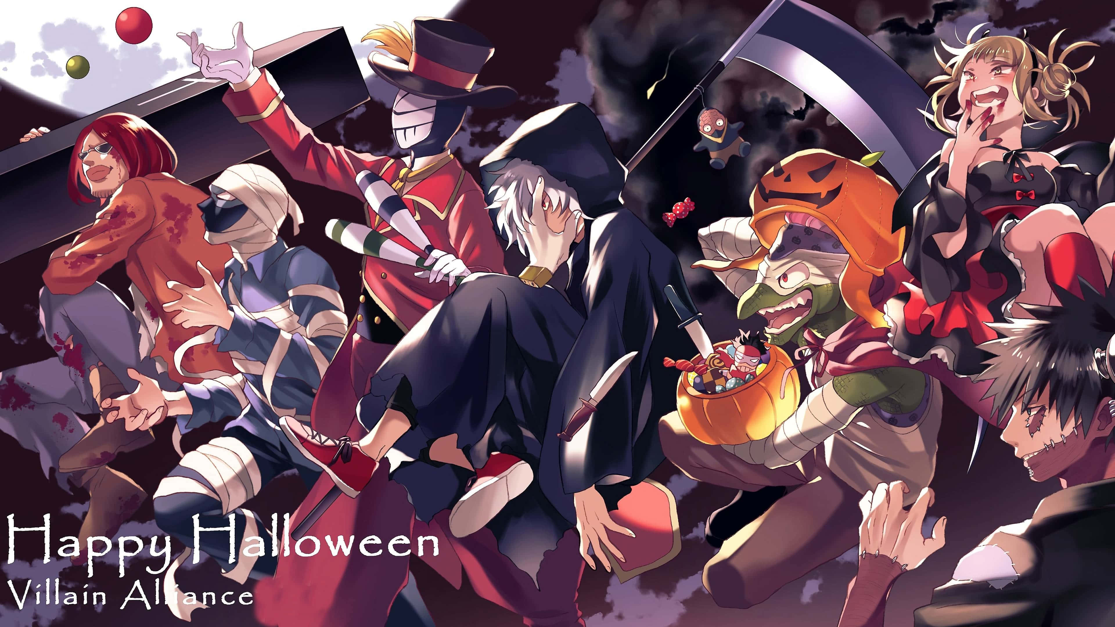 Lời chào Halloween Liên Minh Phản Diện My Hero Academia Hình nền