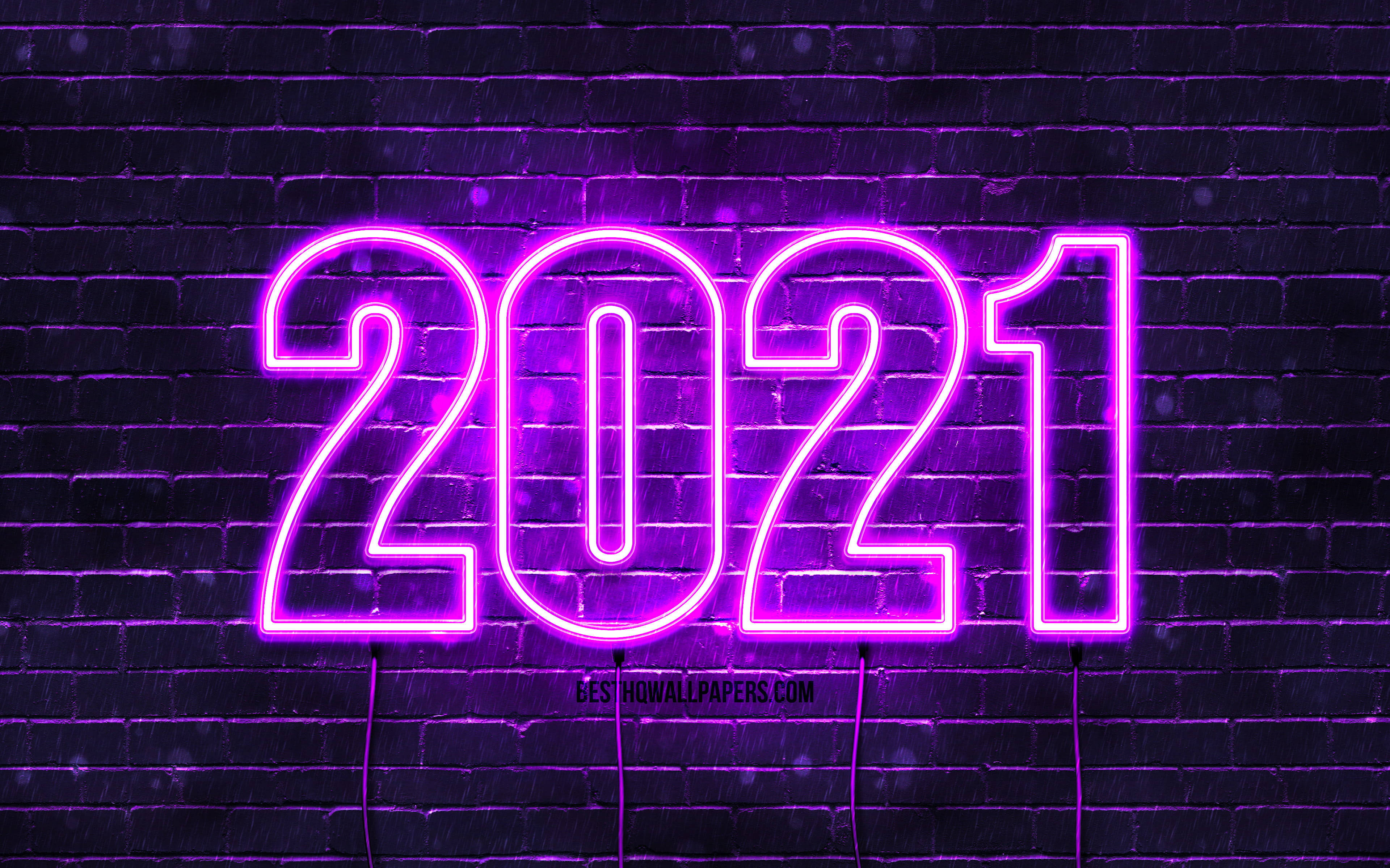Lời chào mừng năm mới 2021 màu tím neon Hình nền