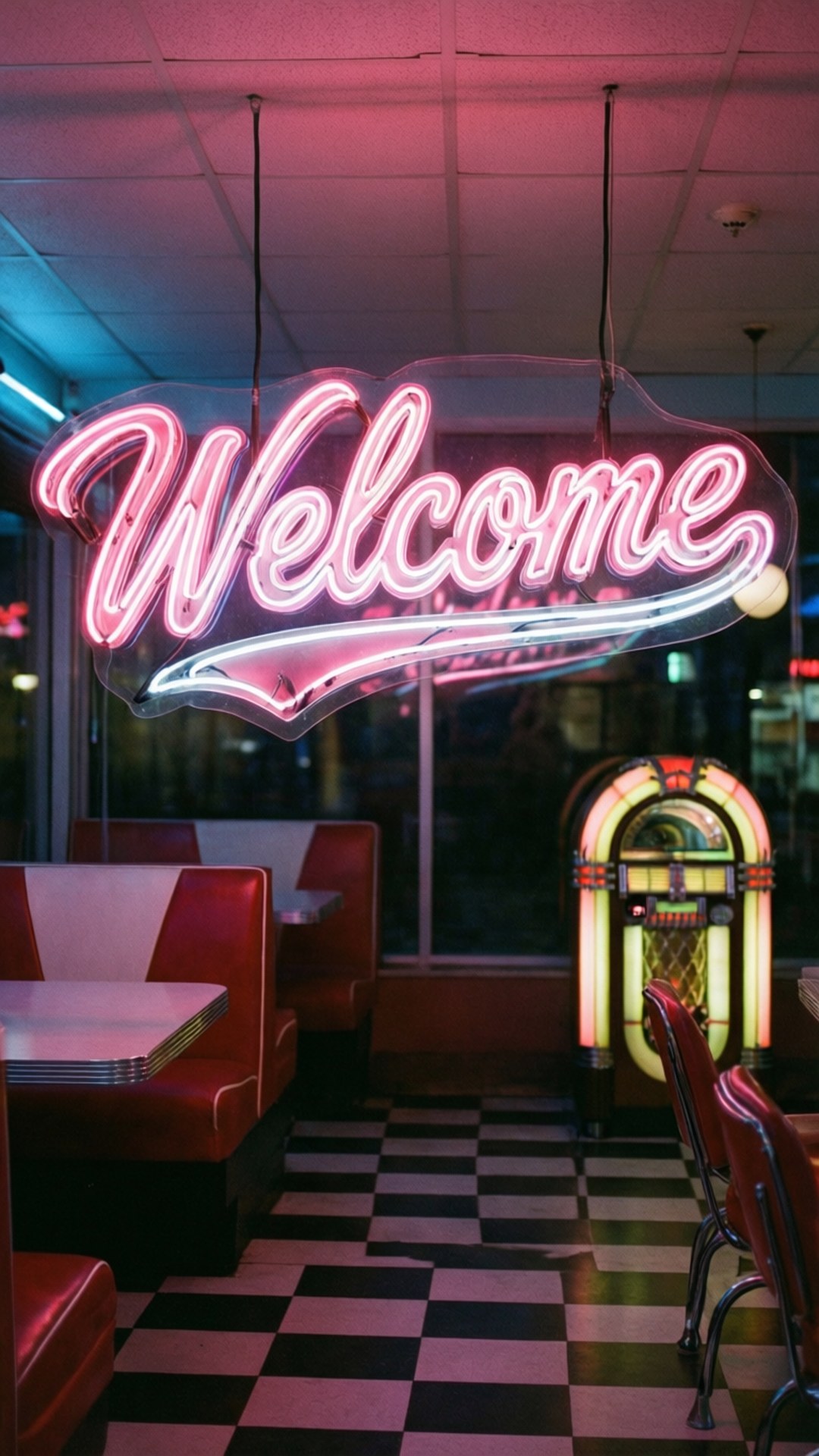 Lời Chào Quán Ăn Neon Hình nền
