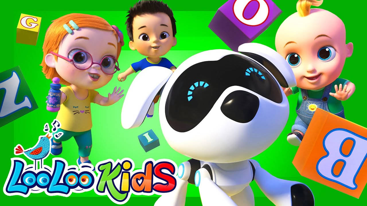 Looloo Kids đuổi theo chú chó robot Hình nền
