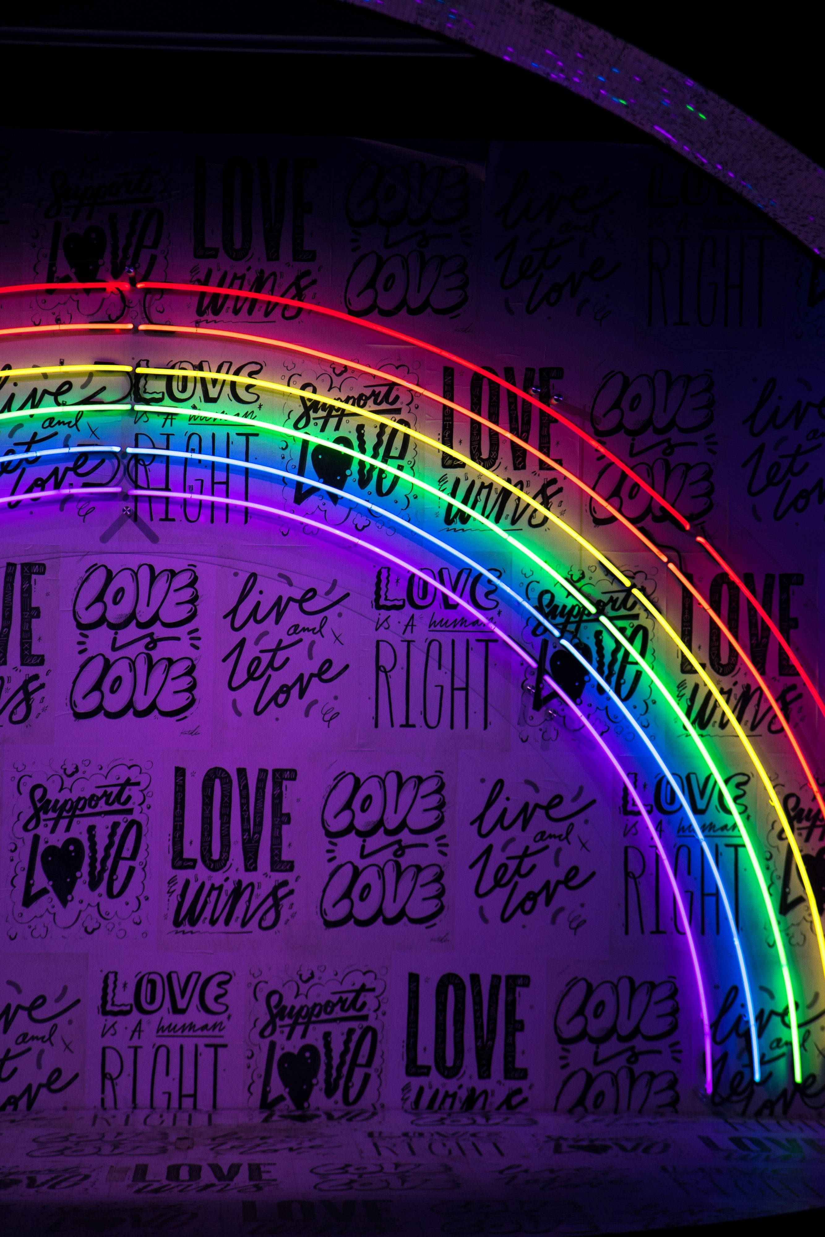 Love Is Love Neon Pride Cầu Vồng Hình nền