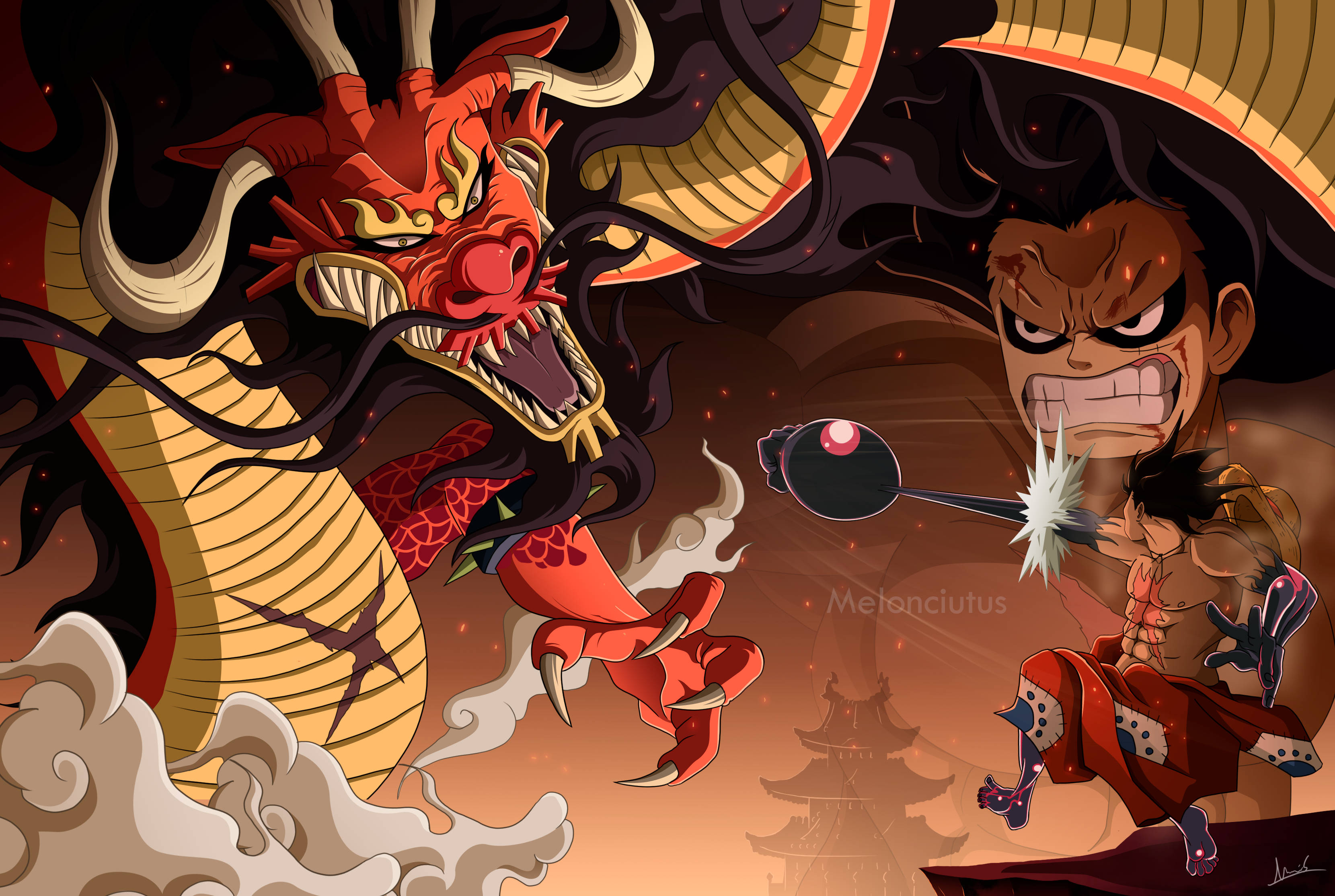 Luffy Gear 4 Đối Đầu Kaido Hình nền