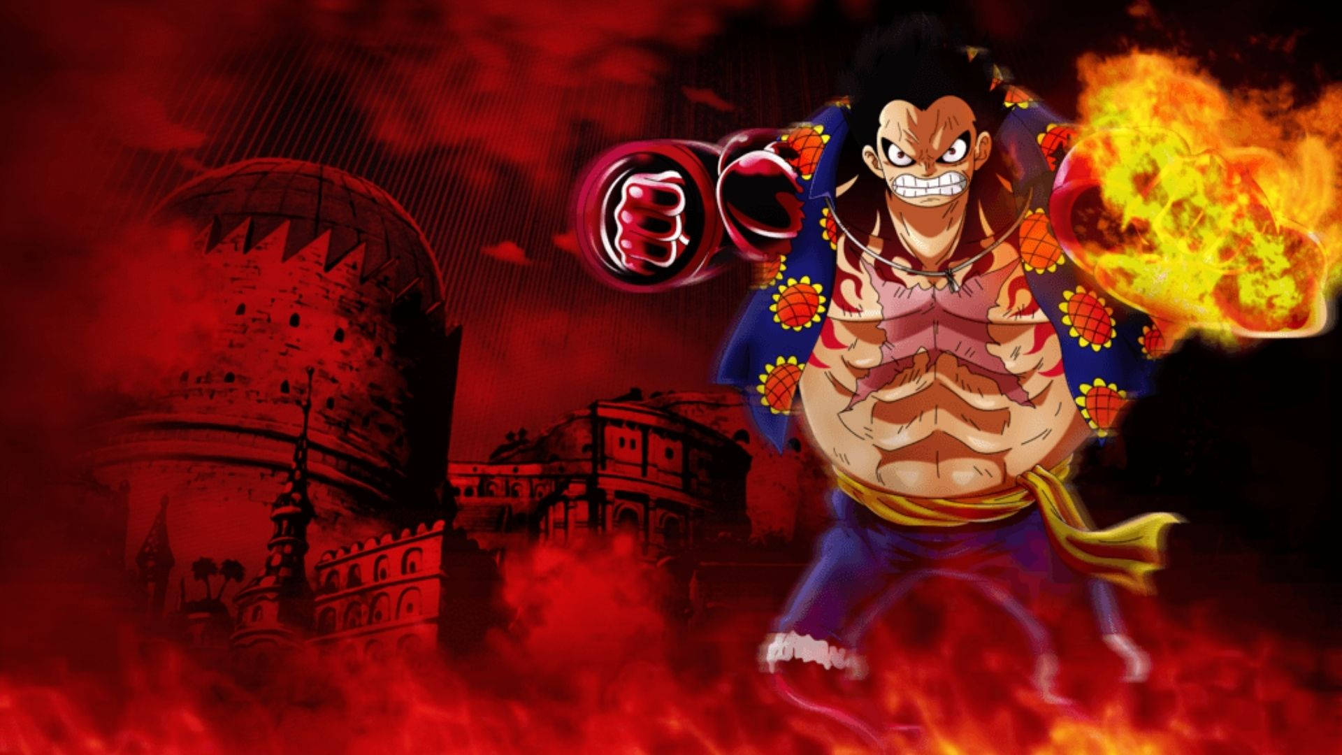 Luffy Gear 4 Lâu Đài Rực Lửa Hình nền