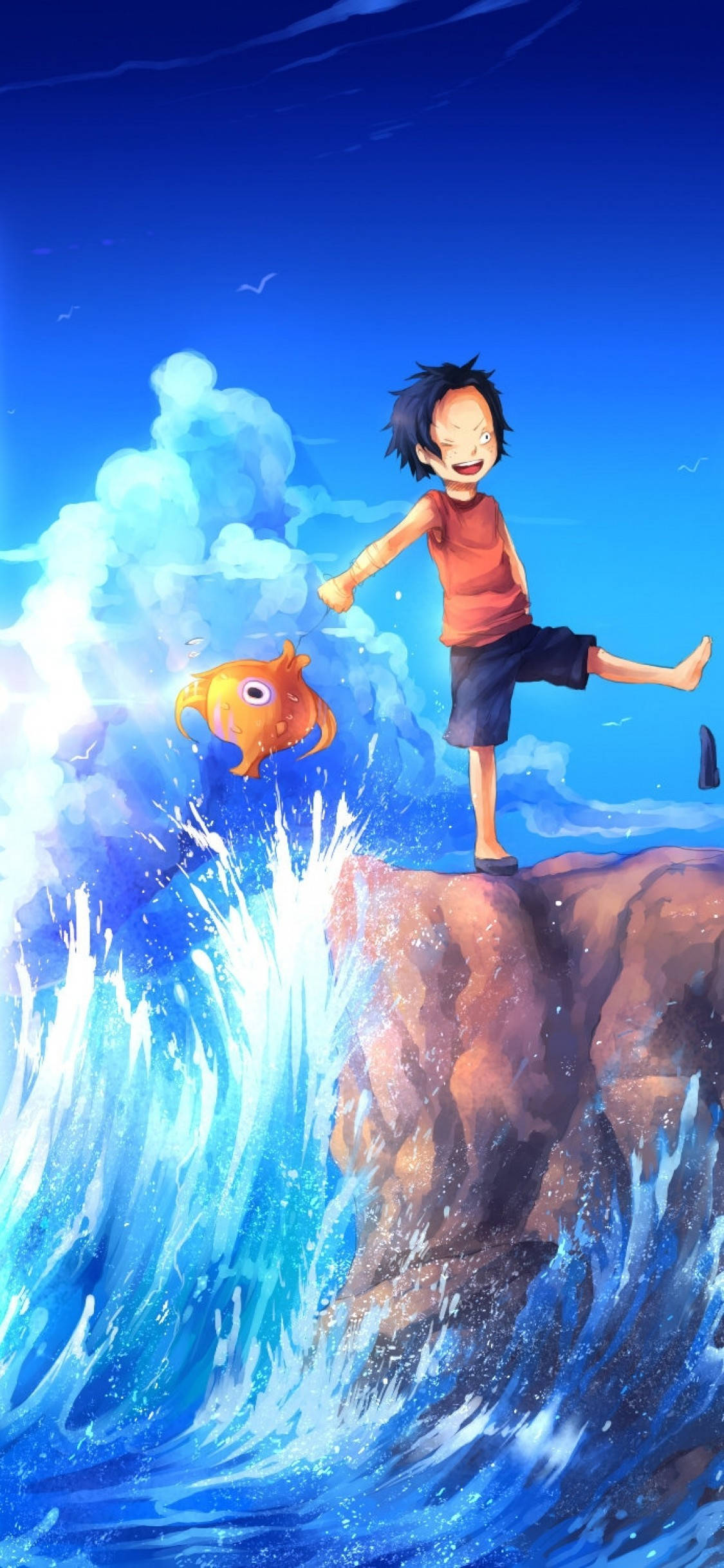 Luffy giữa đại dương One Piece iPhone Hình nền