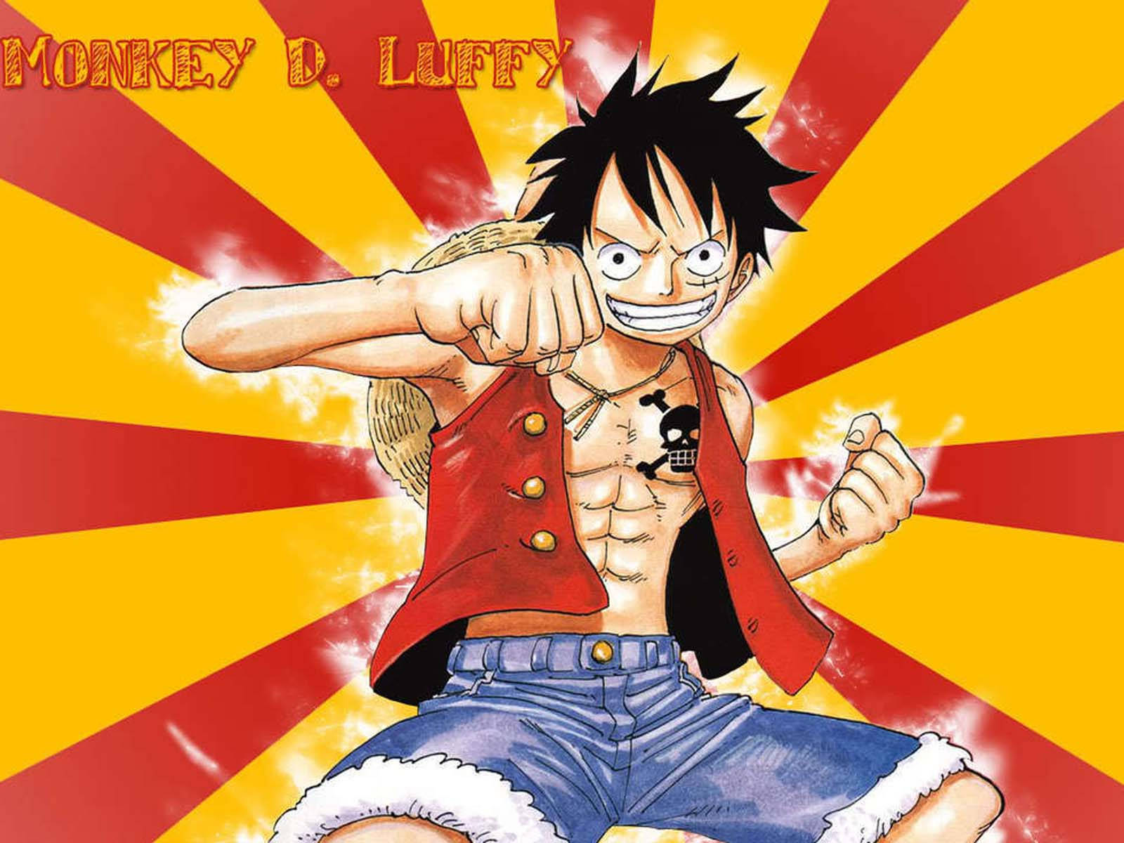 Luffy mặc áo vest đỏ quần short denim Hình nền