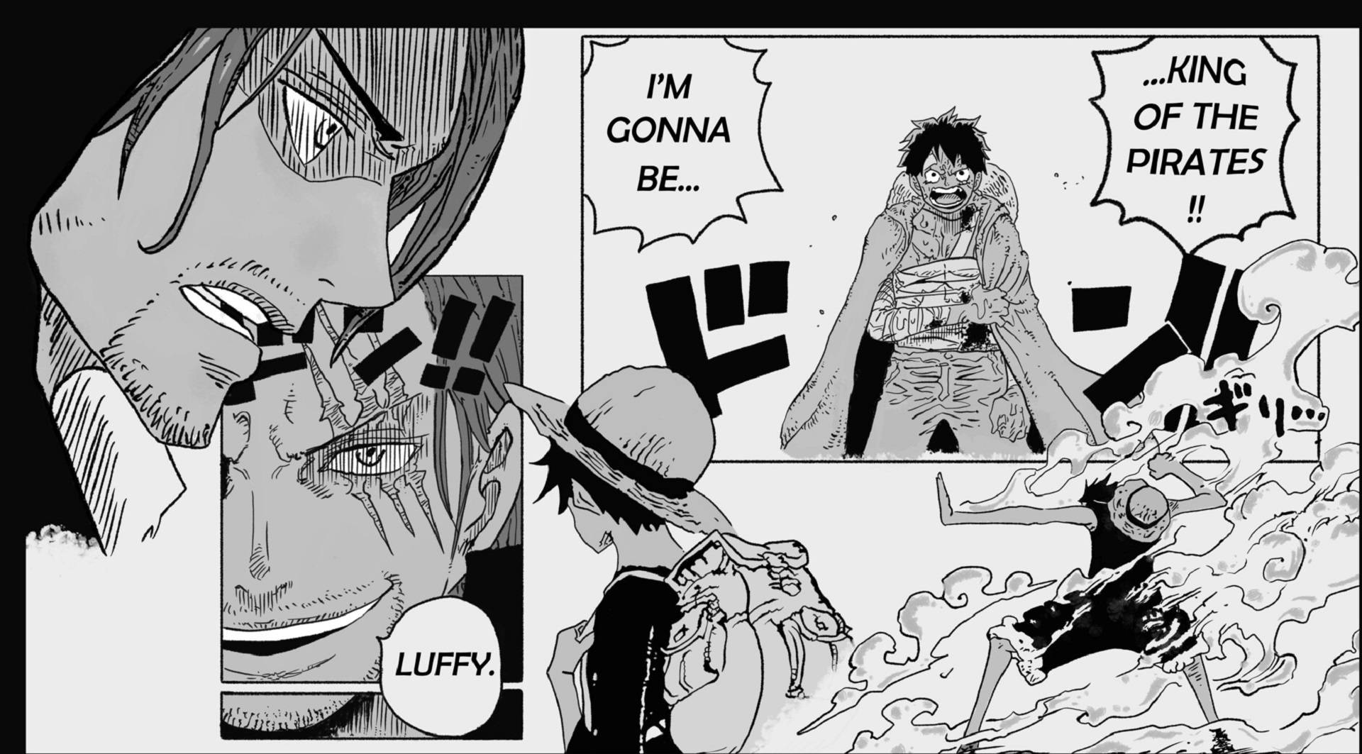 Luffy và Shanks trong khung truyện manga Hình nền