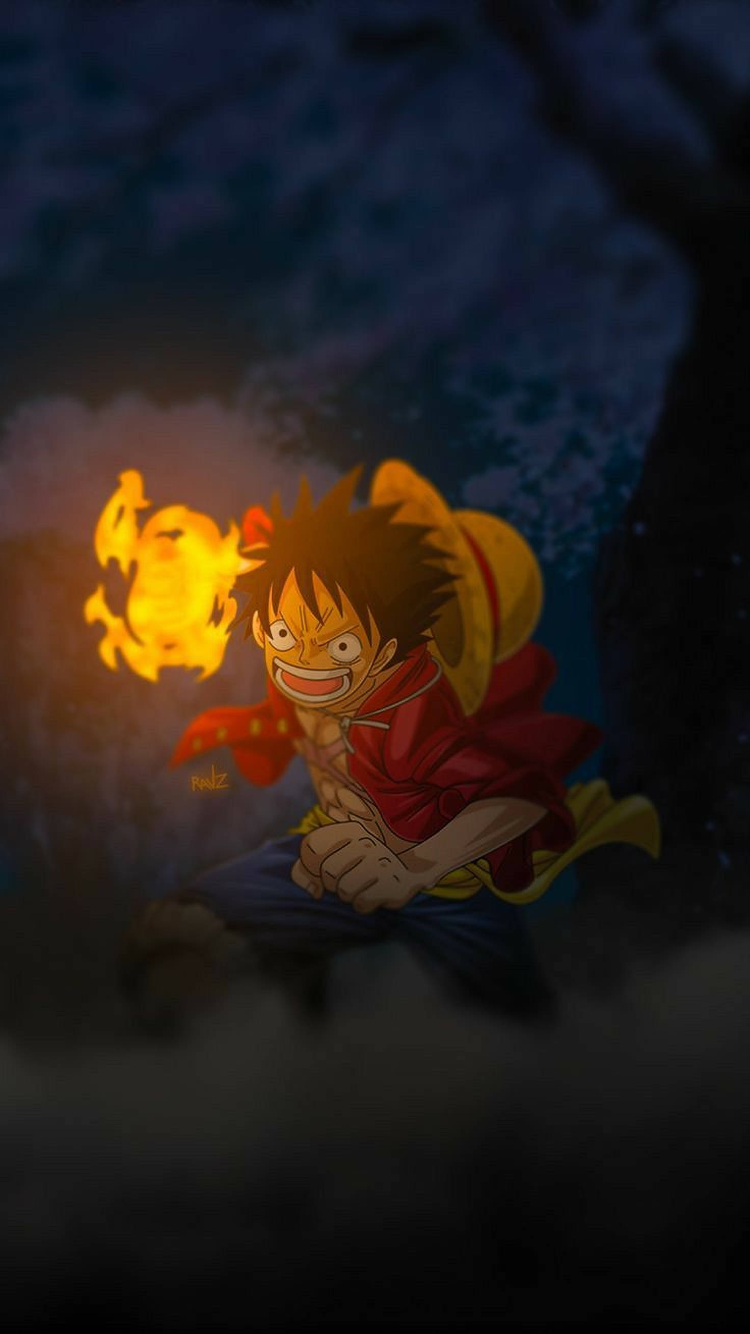 Luffy Với Lửa One Piece iPhone Hình nền