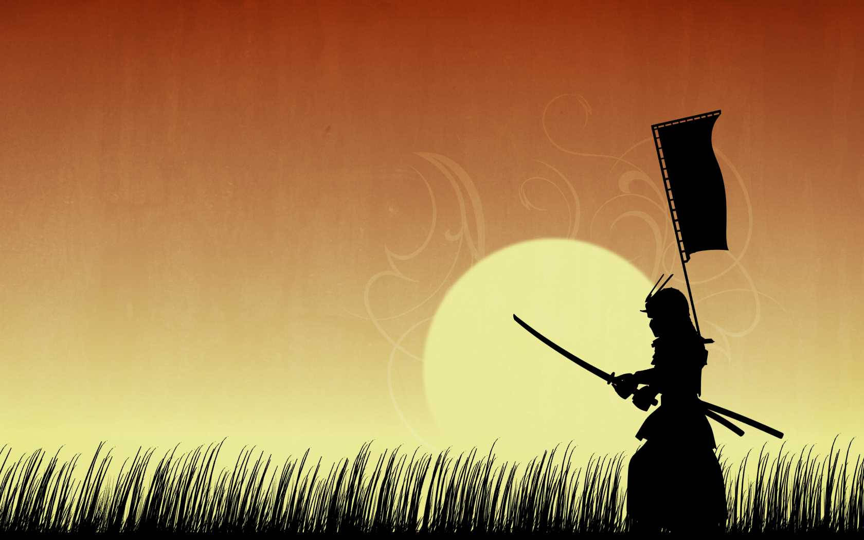 Luyện tập trên bãi cỏ của võ sĩ Samurai Nhật Bản Hình nền