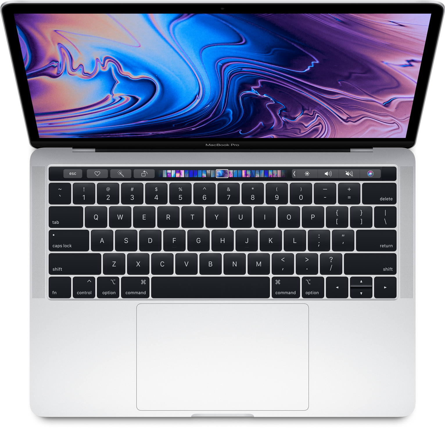 Mac Book Pro nhìn từ trên xuống đang mở Hình nền