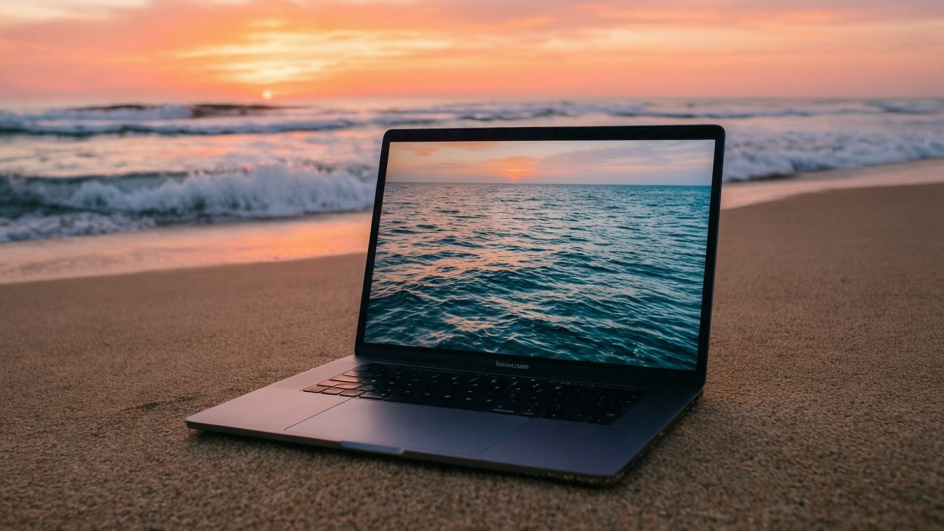 MacBook Bình Minh Trên Bãi Biển Hình nền