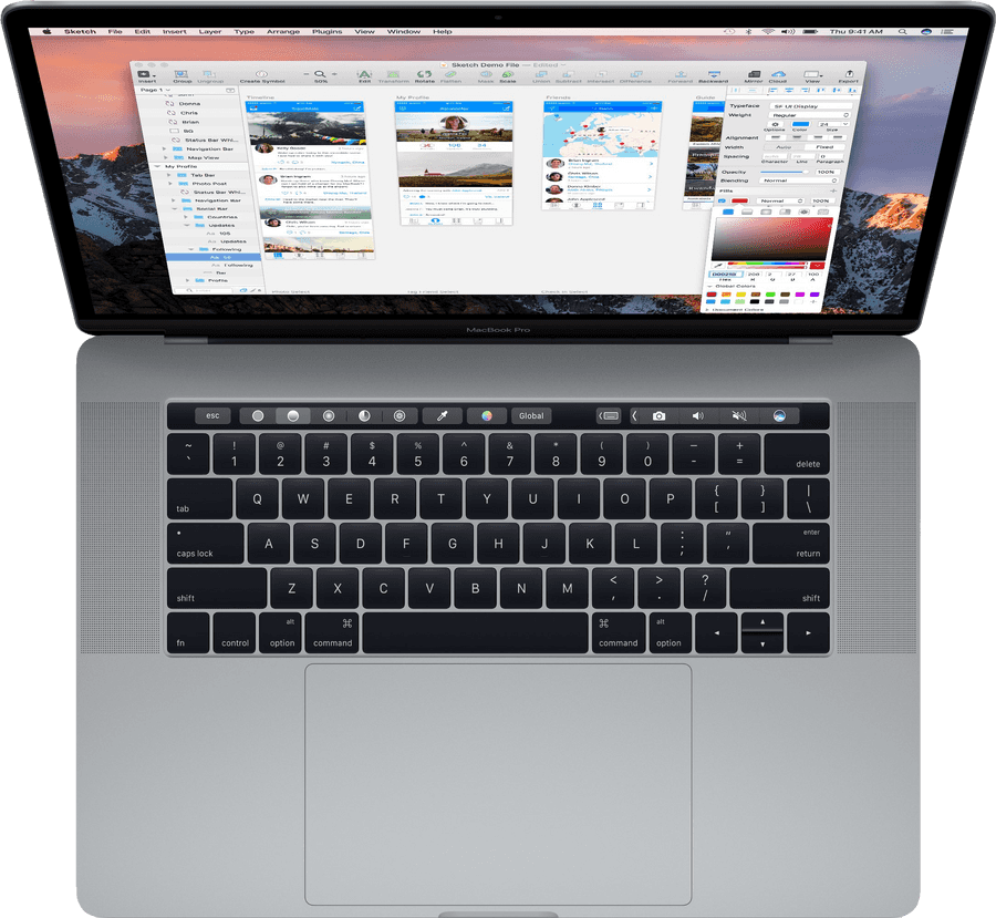 MacBook Pro có Touch Bar đang mở Hình nền