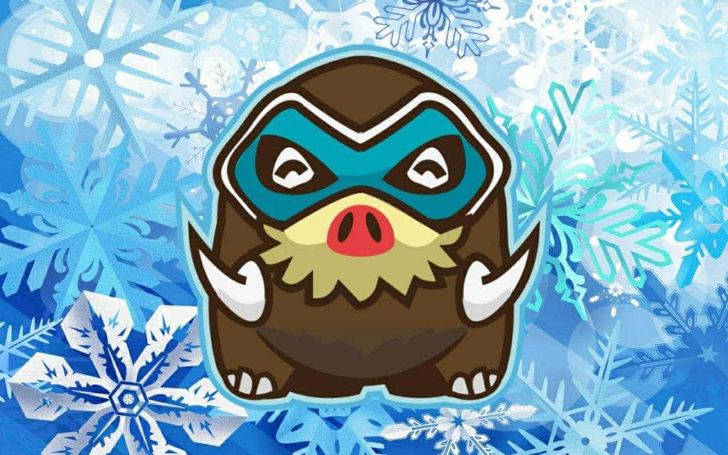 Mamoswine với nền hoa tuyết xanh Hình nền