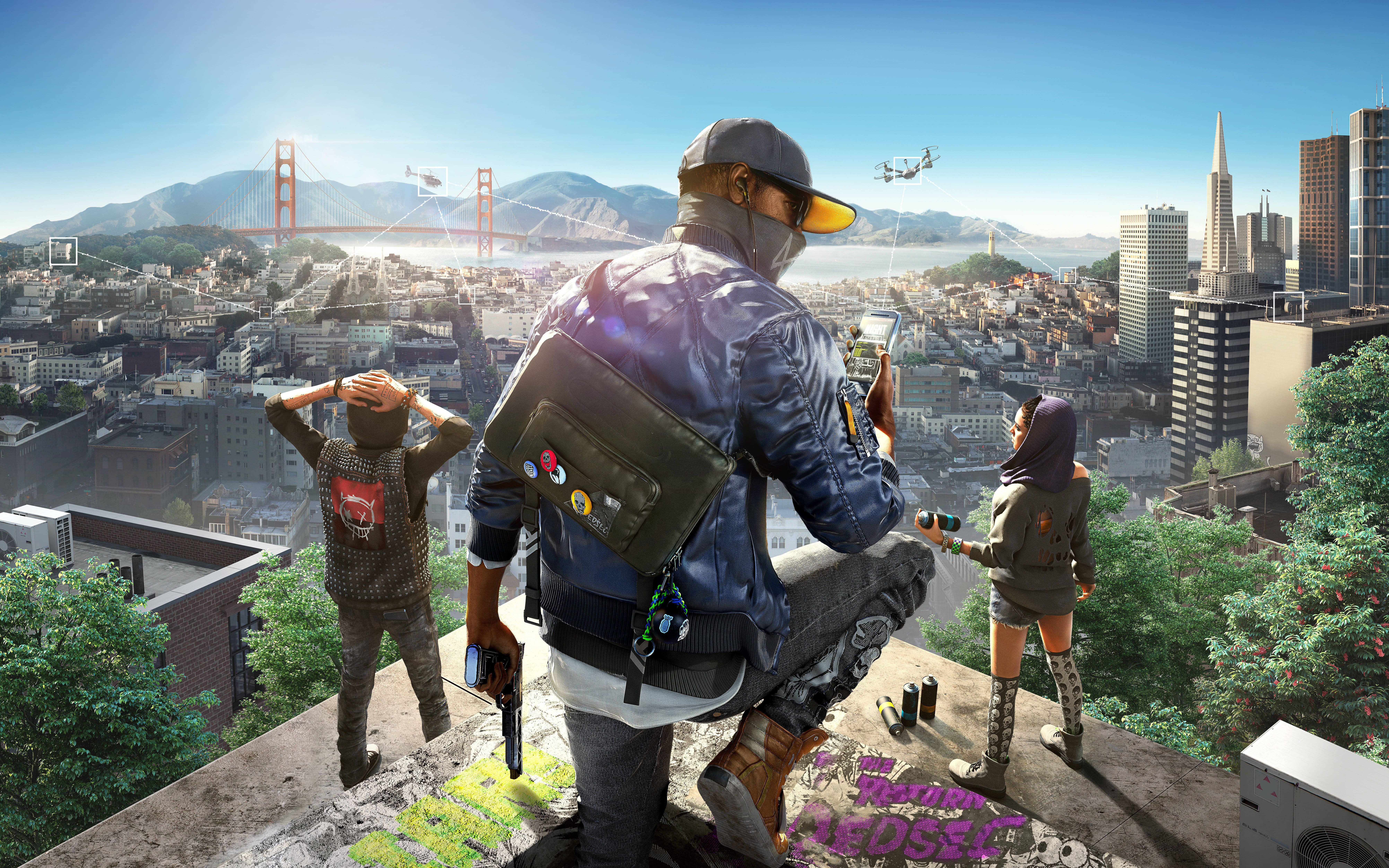Màn Hình 4K Đầy Kịch Tính Của Trò Chơi Watch Dogs 2 Hình nền