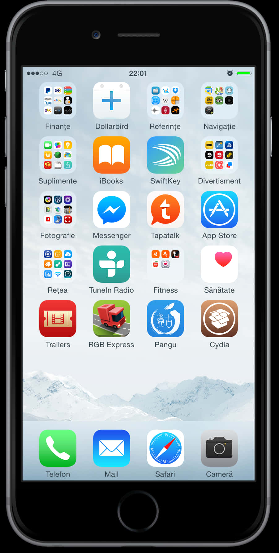 Màn hình chính iPhone với các ứng dụng Hình nền