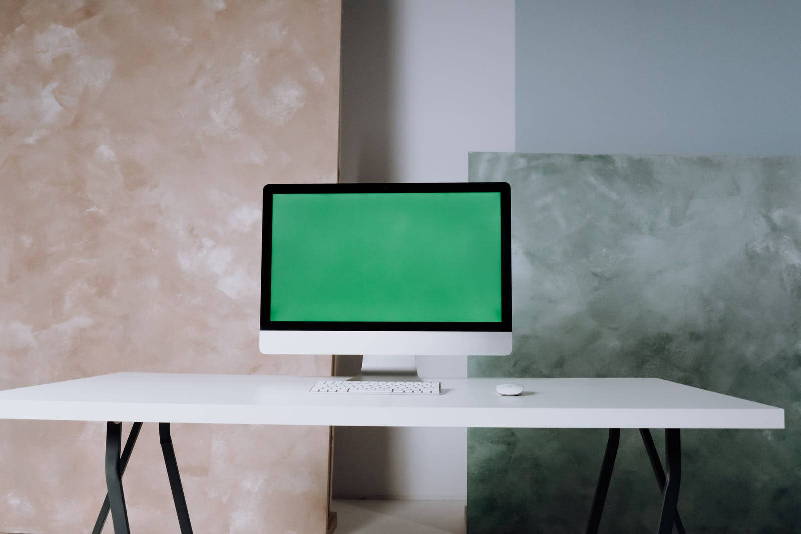 Màn hình xanh iMac trong văn phòng Hình nền