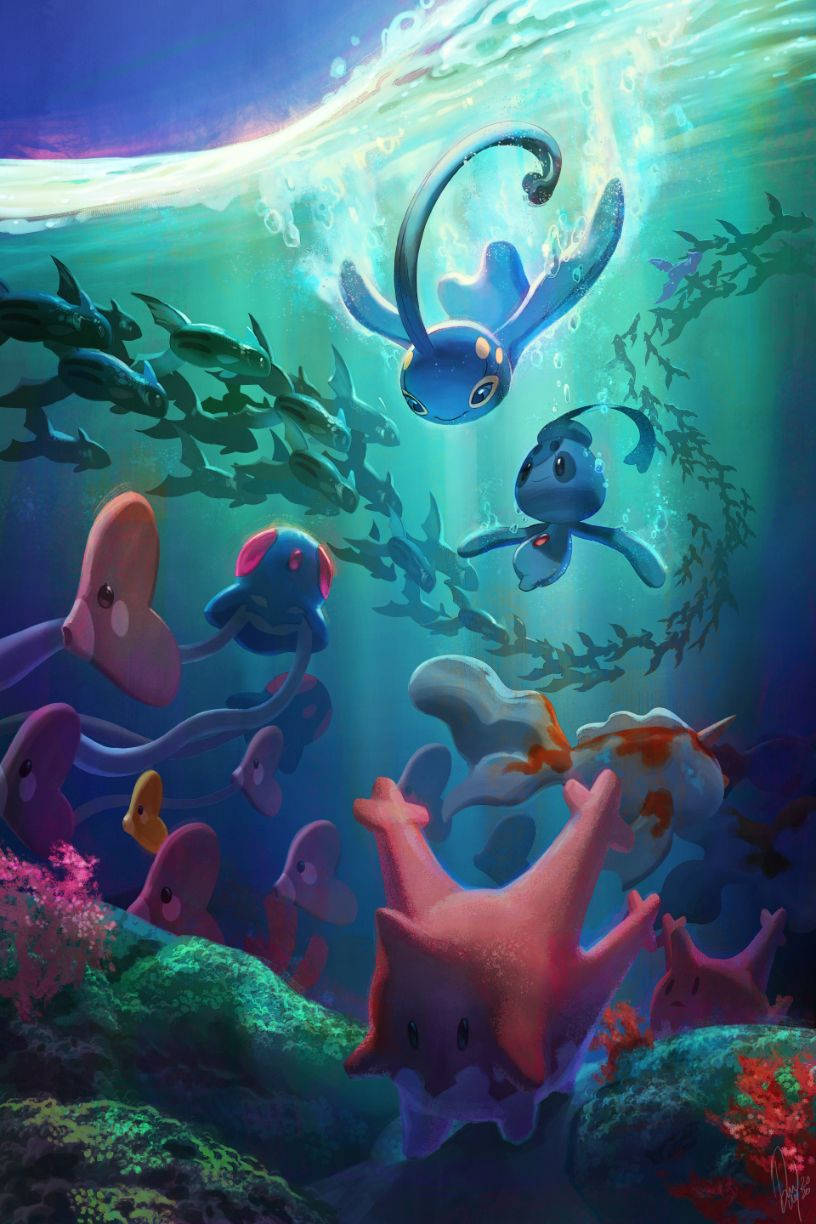 Manaphy Dưới Nước Hệ Nước Pokemon Hình nền