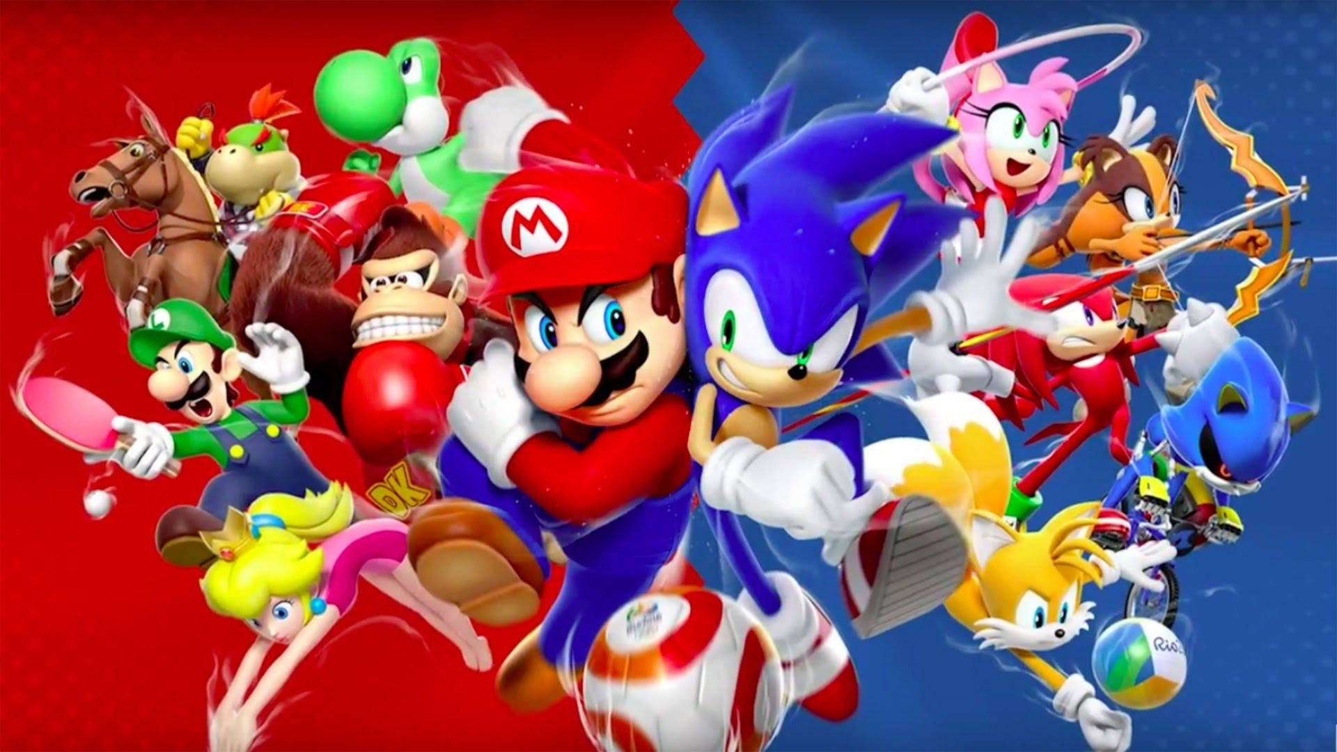 Mario và Sonic hợp tác cho một cuộc phiêu lưu vui nhộn! Hình nền