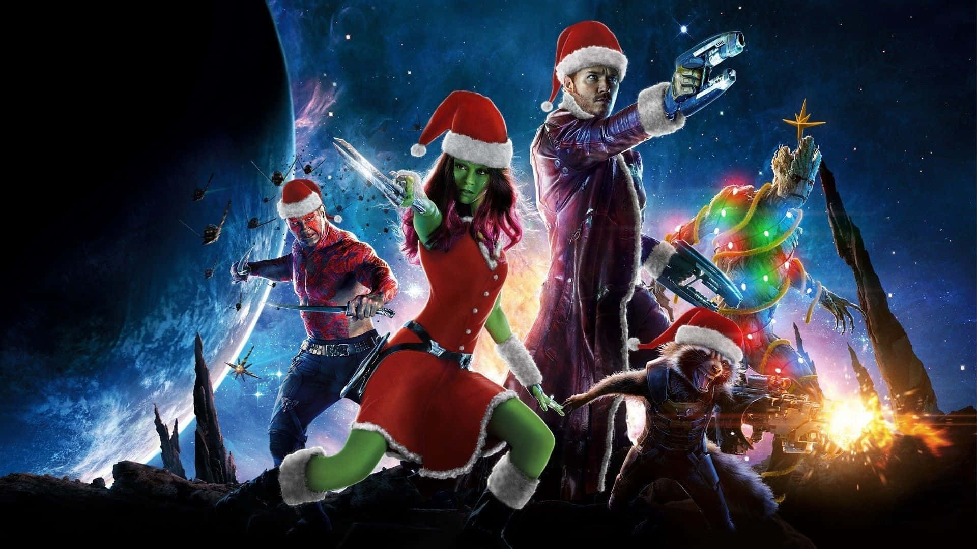 Marvel Giáng Sinh Vệ Binh Dải Ngân Hà Poster Ông Già Noel Hình nền