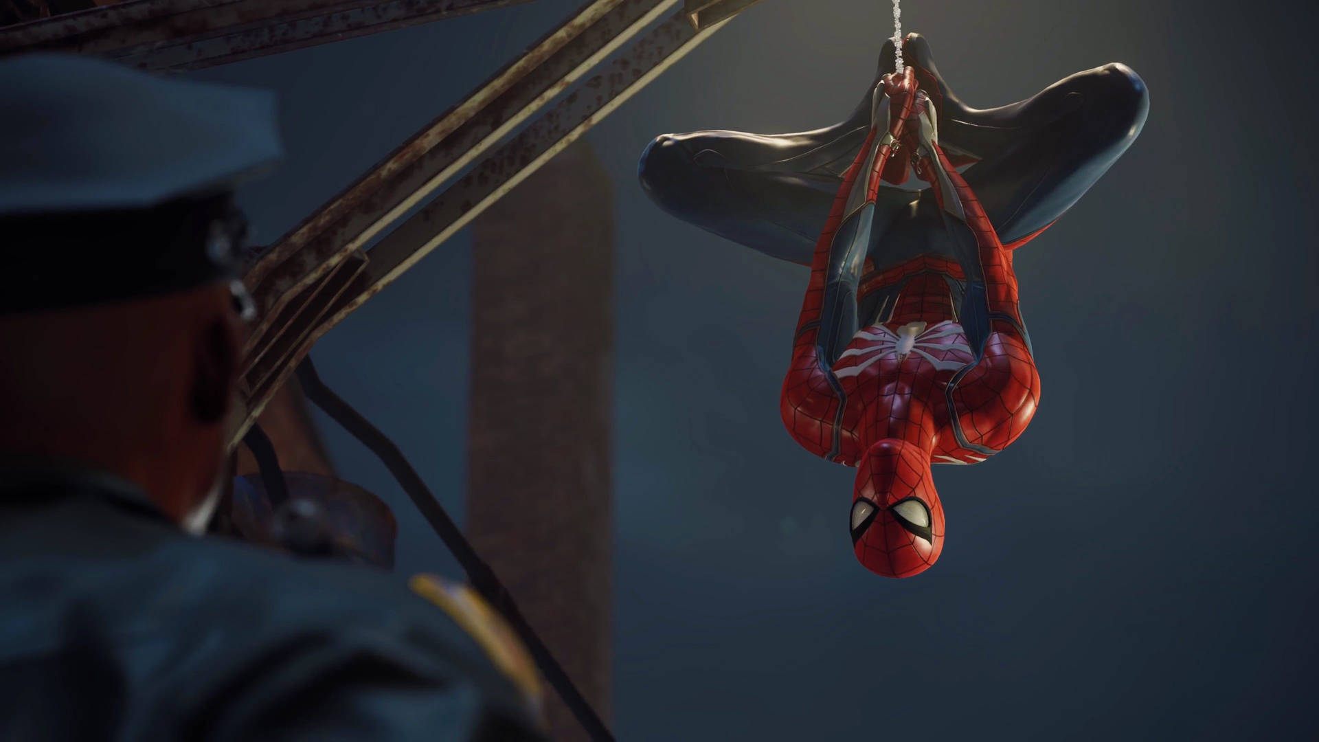 Marvel Spiderman treo ngược 4K PS4 — Marvel Hình nền