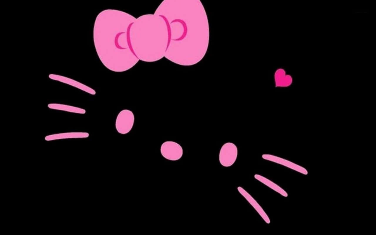 Mặt Hello Kitty Nền Đen Hồng Hình nền