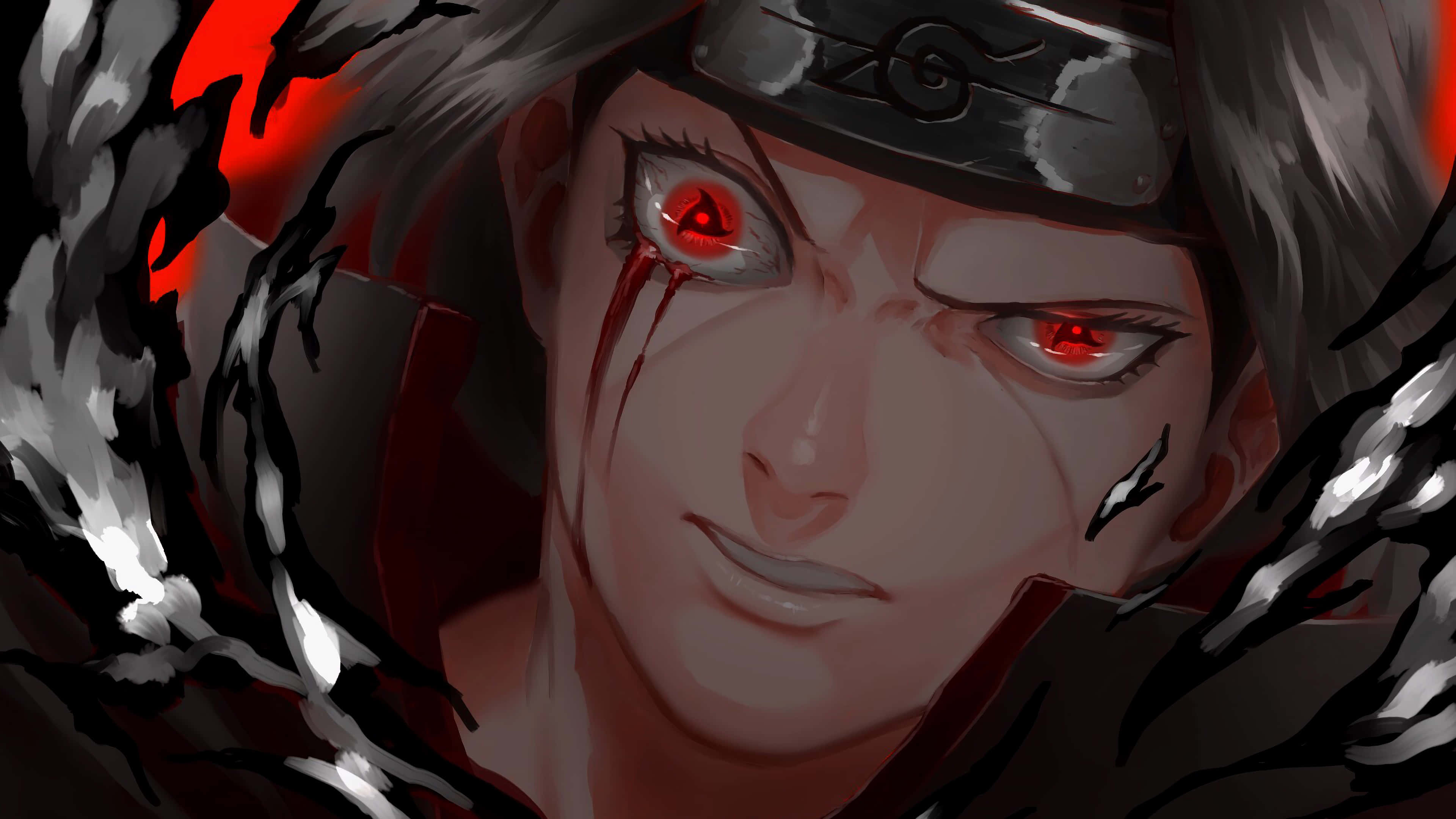 Mắt Sharingan Mangekyou của Itachi Chảy Máu Hình nền