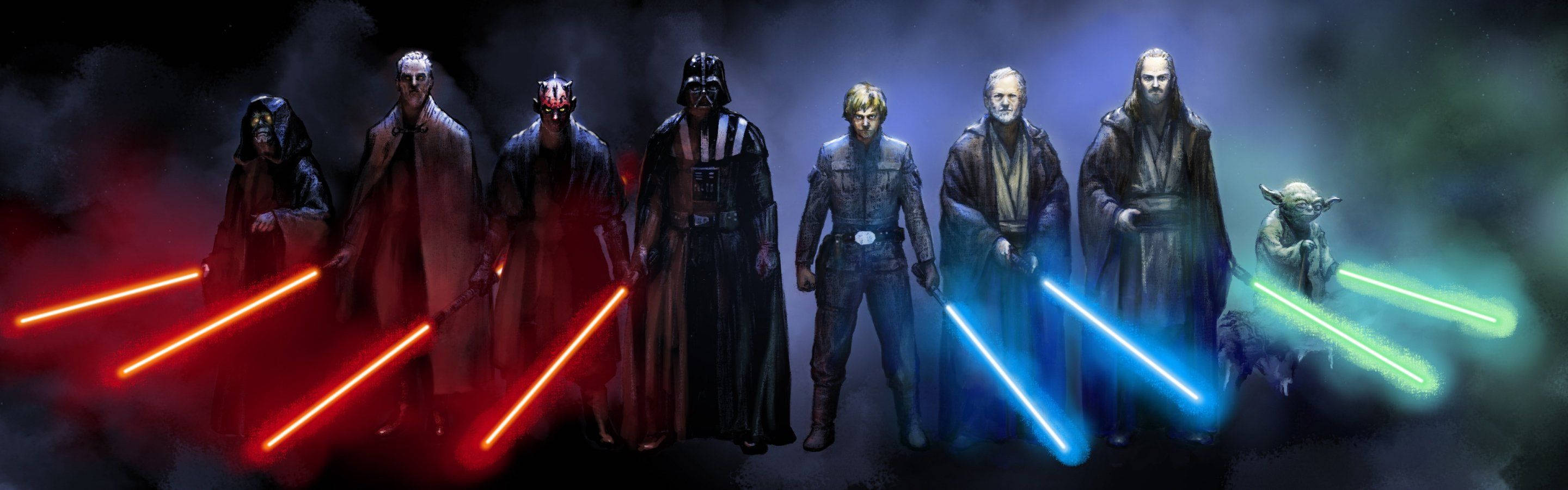 Hình nền màn hình kép Star Wars Sith Lords vs Jedi Knights
