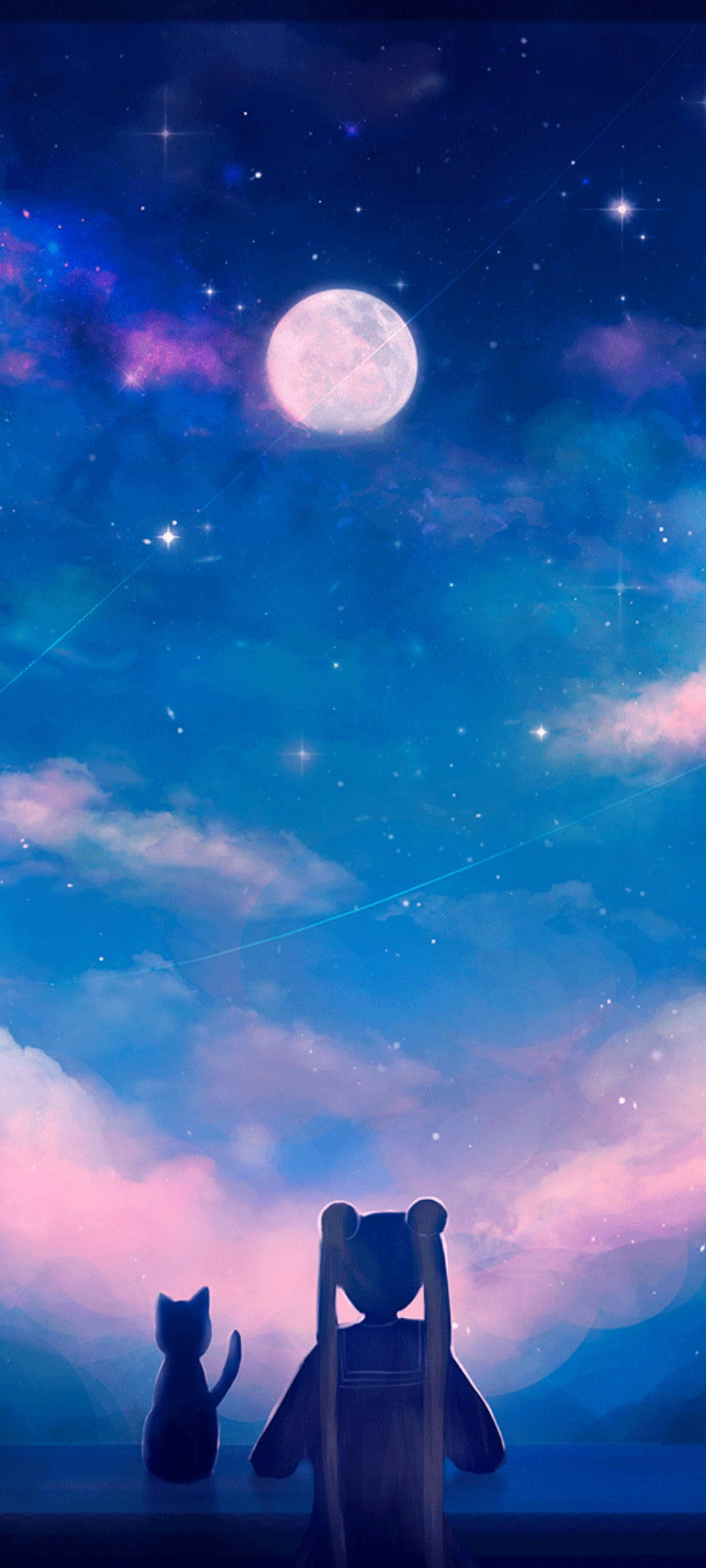 Mặt Trăng Điện Thoại Anime Mèo Hình nền