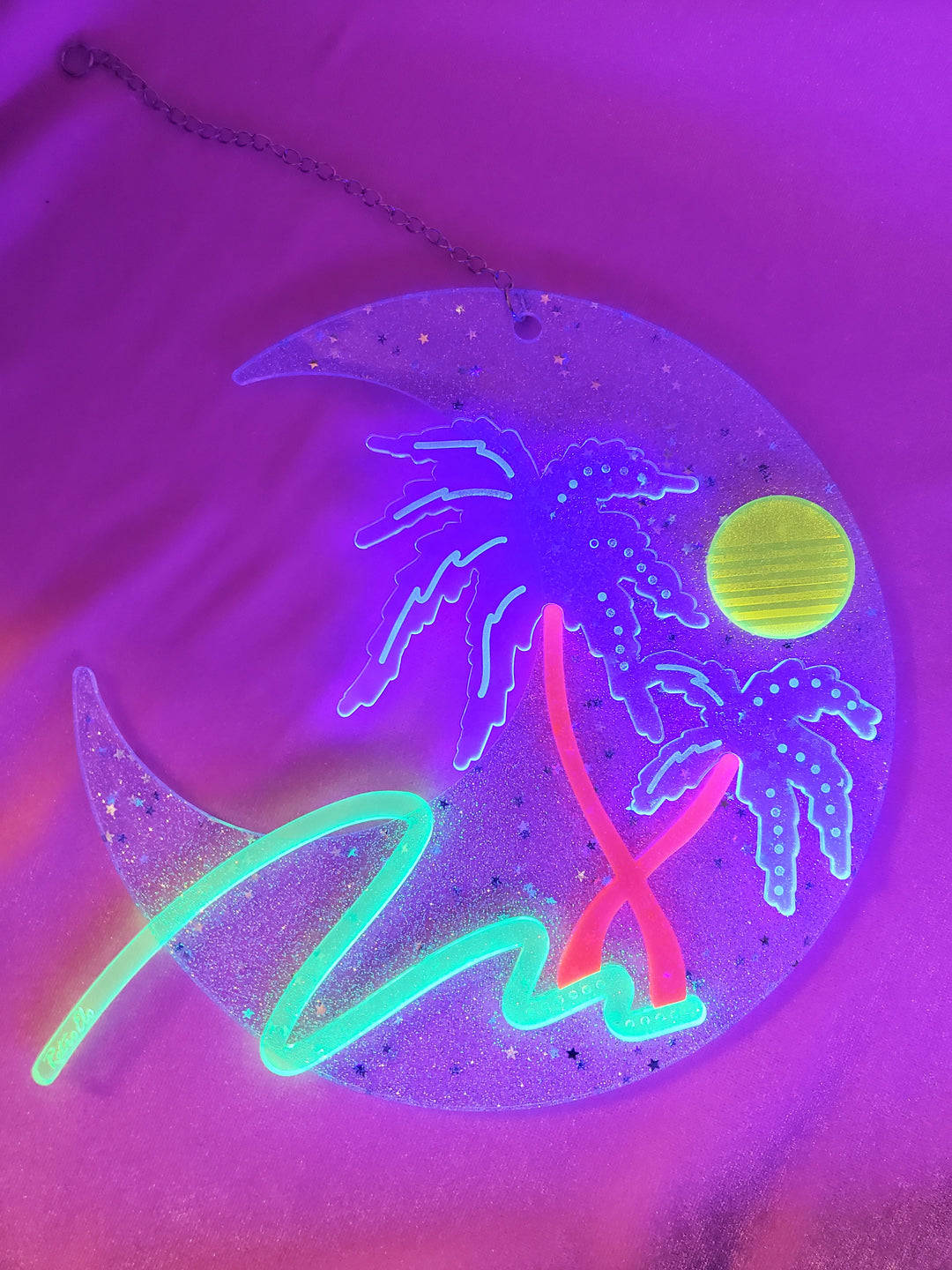 Mặt Trăng Neon Phát Sáng Hình nền