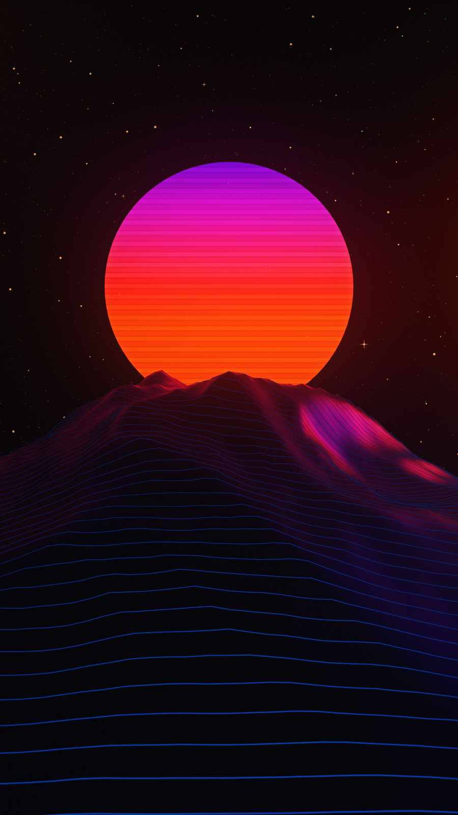 Mặt Trăng Neon Synth-Wave Hình nền