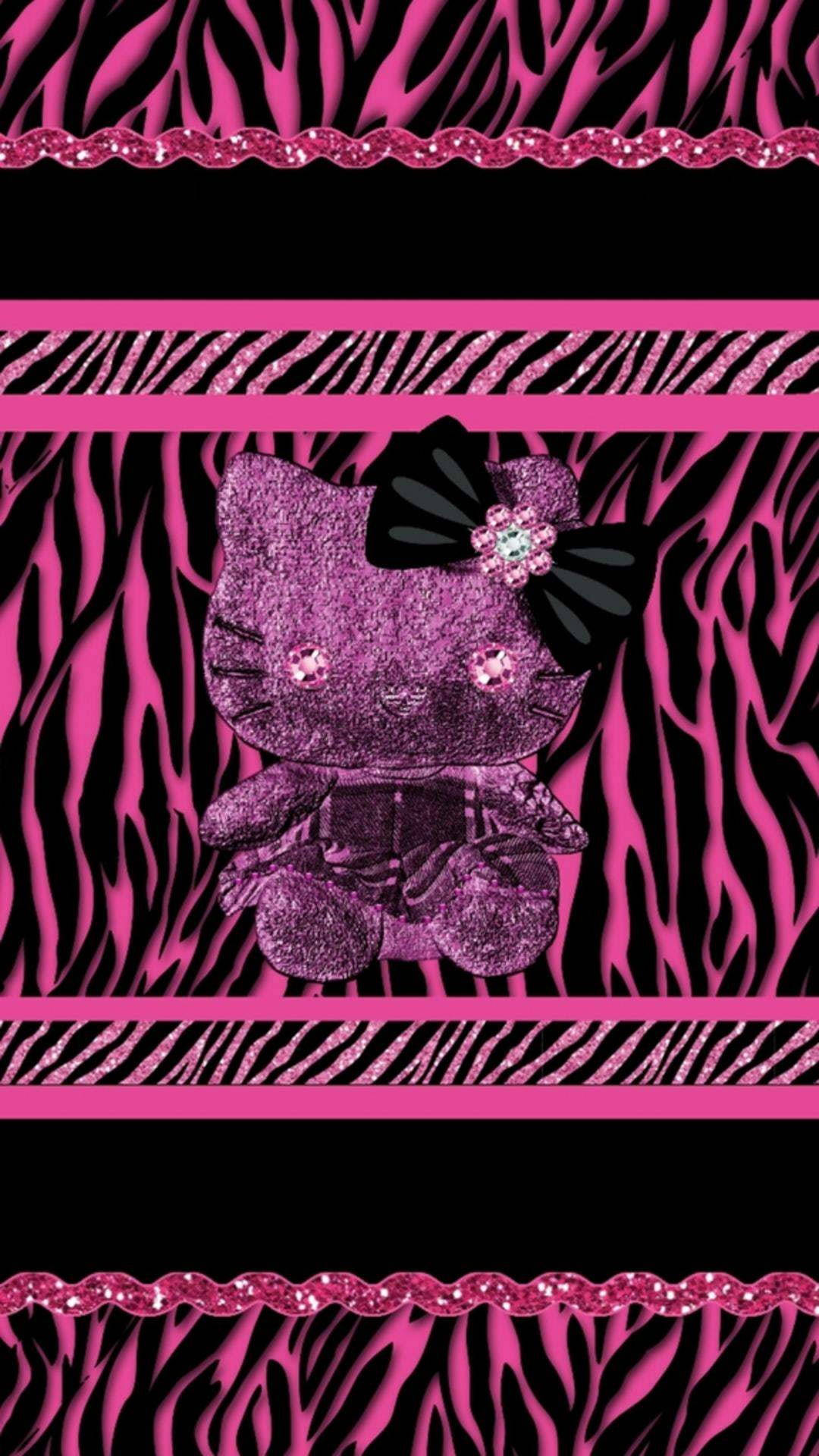 Mẫu Hình Hello Kitty Đen Họa Tiết Thú Hình nền