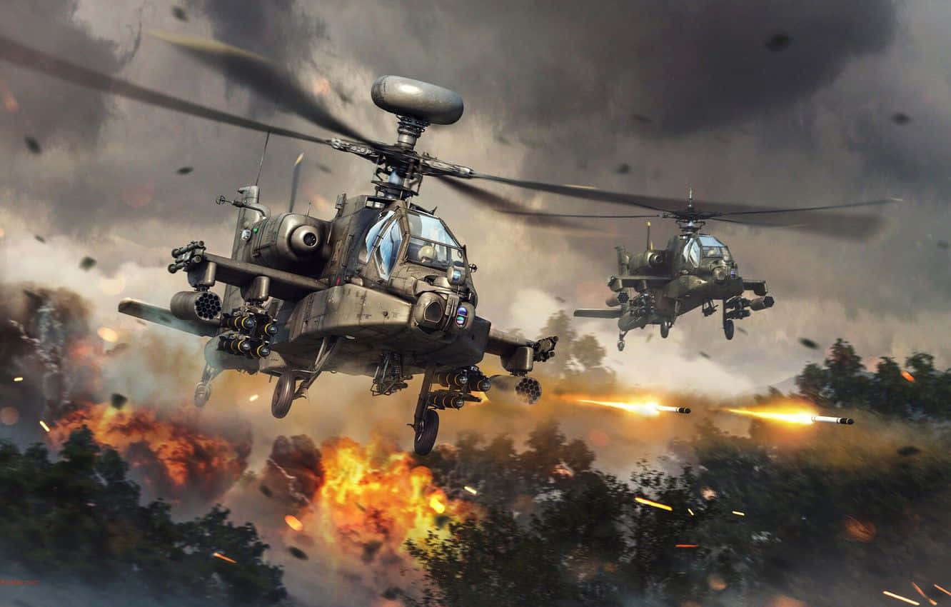 Máy bay trực thăng Boeing AH-64 Apache Hùng Vĩ - Chiến Binh Bầu Trời Huyền Ảo Hình nền