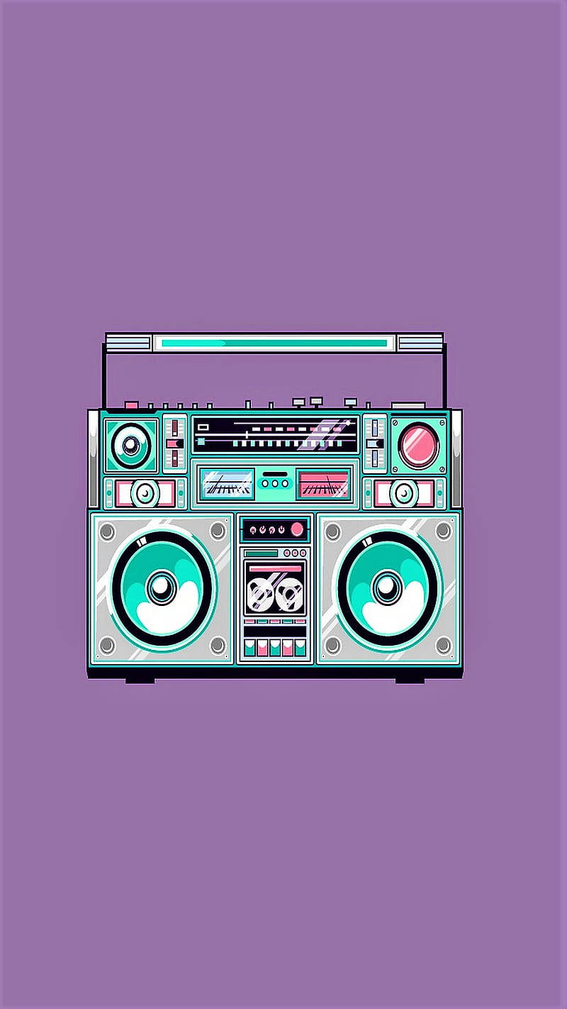 Máy cassette retro thẩm mỹ với màu sắc rực rỡ Hình nền