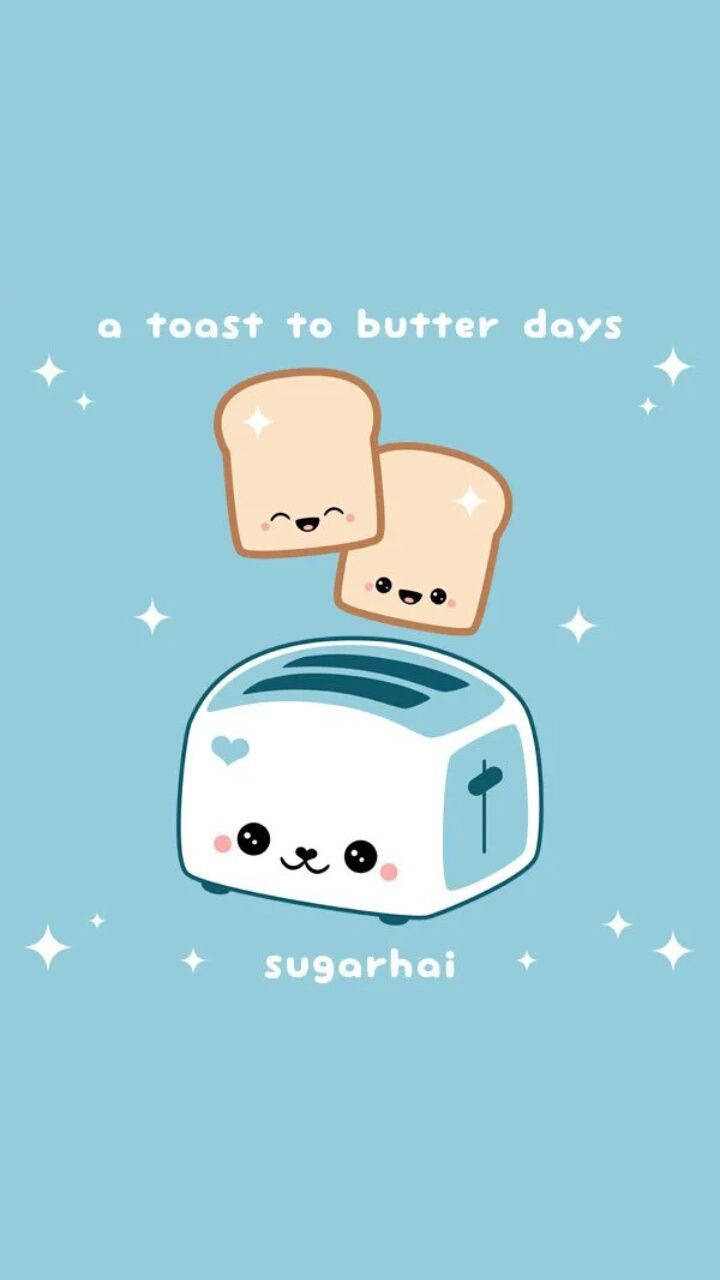 Máy nướng bánh mì dễ thương trong suốt phong cách Kawaii cho điện thoại Hình nền