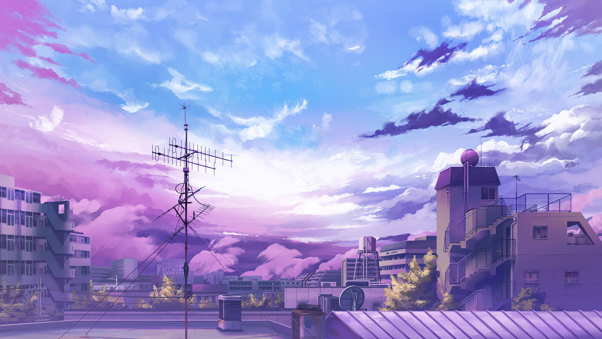 Hình nền máy tính bảng Galaxy anime phong cách tím