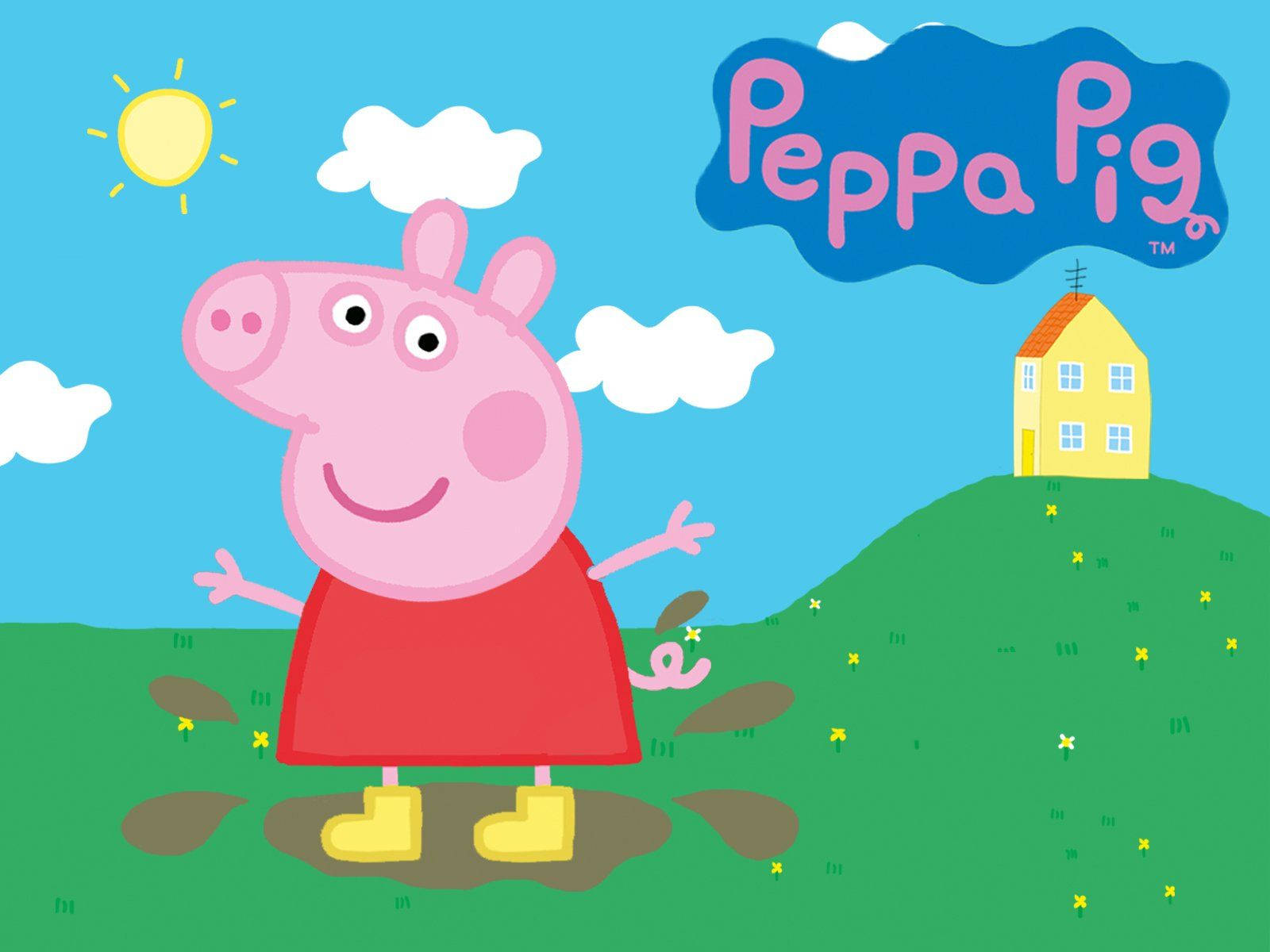 Máy Tính Bảng Peppa Pig Cánh Đồng Xanh Lầy Lội Hình nền