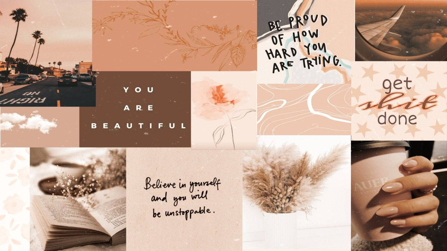 Máy Tính Xách Tay Phong Cách Collage Màu Nâu Kem Pinterest Hình nền