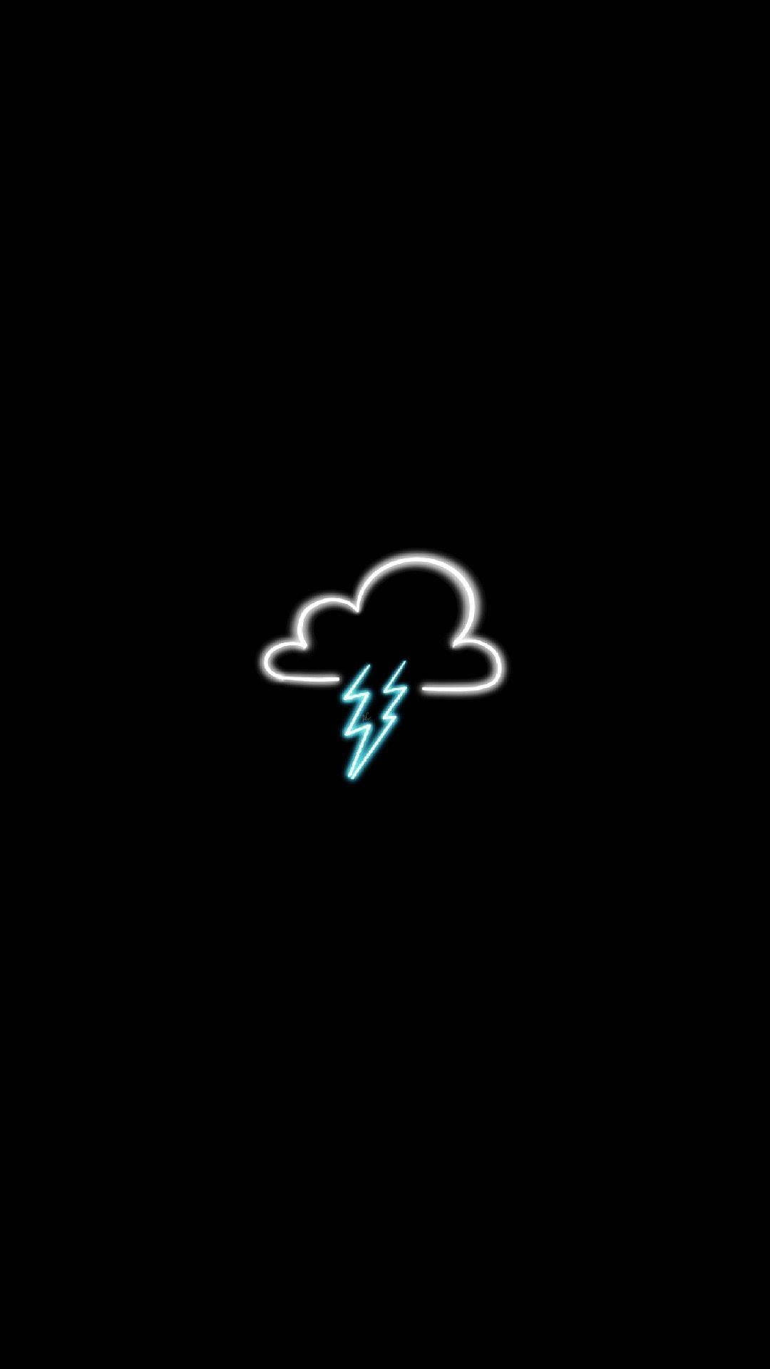 Mây và Sấm Sét Đen Neon Thẩm Mỹ Hình nền