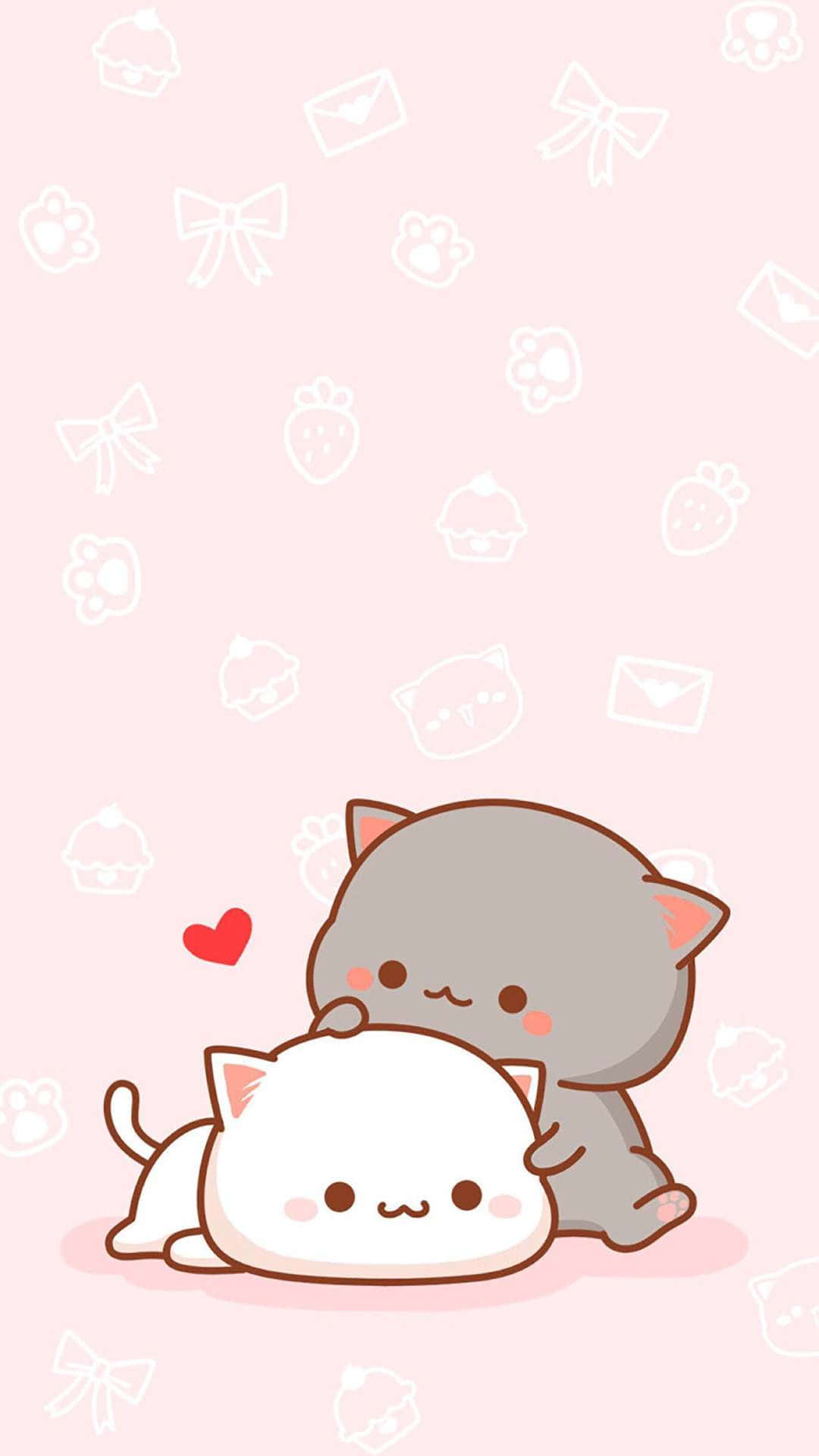 Mèo Anime Dễ Thương Peach Và Goma Hình nền