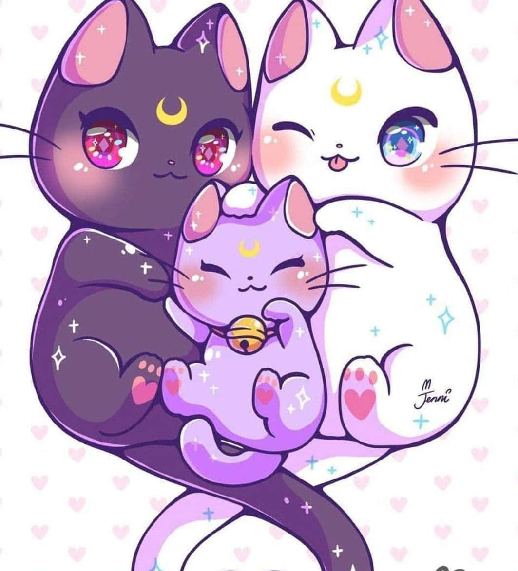 Mèo Anime Vui Vẻ Hình nền