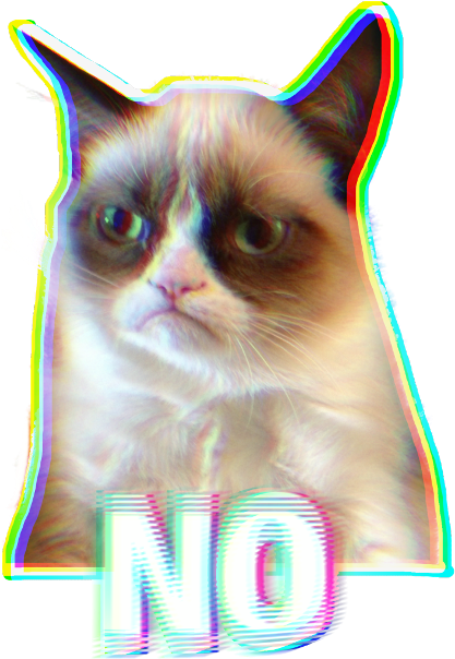 Mèo cáu kỉnh hiệu ứng lỗi nghệ thuật chữ NO meme Hình nền