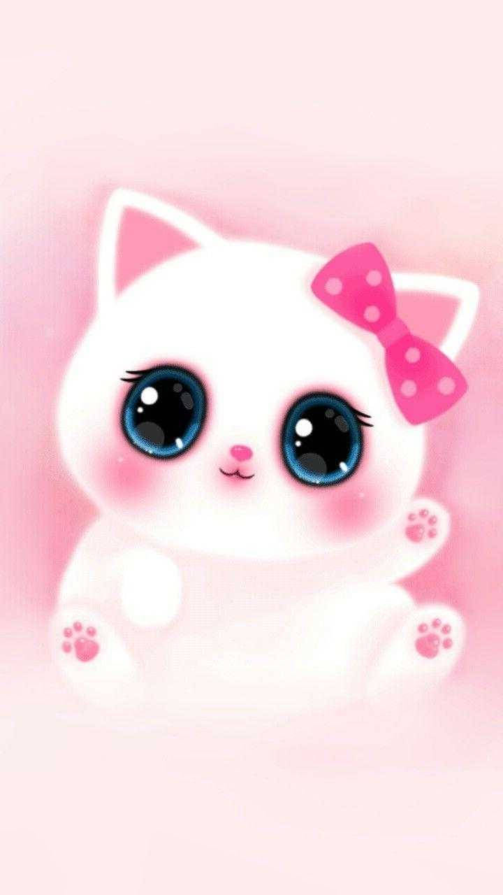 Mèo Dễ Thương Kawaii Màu Hồng Hình nền